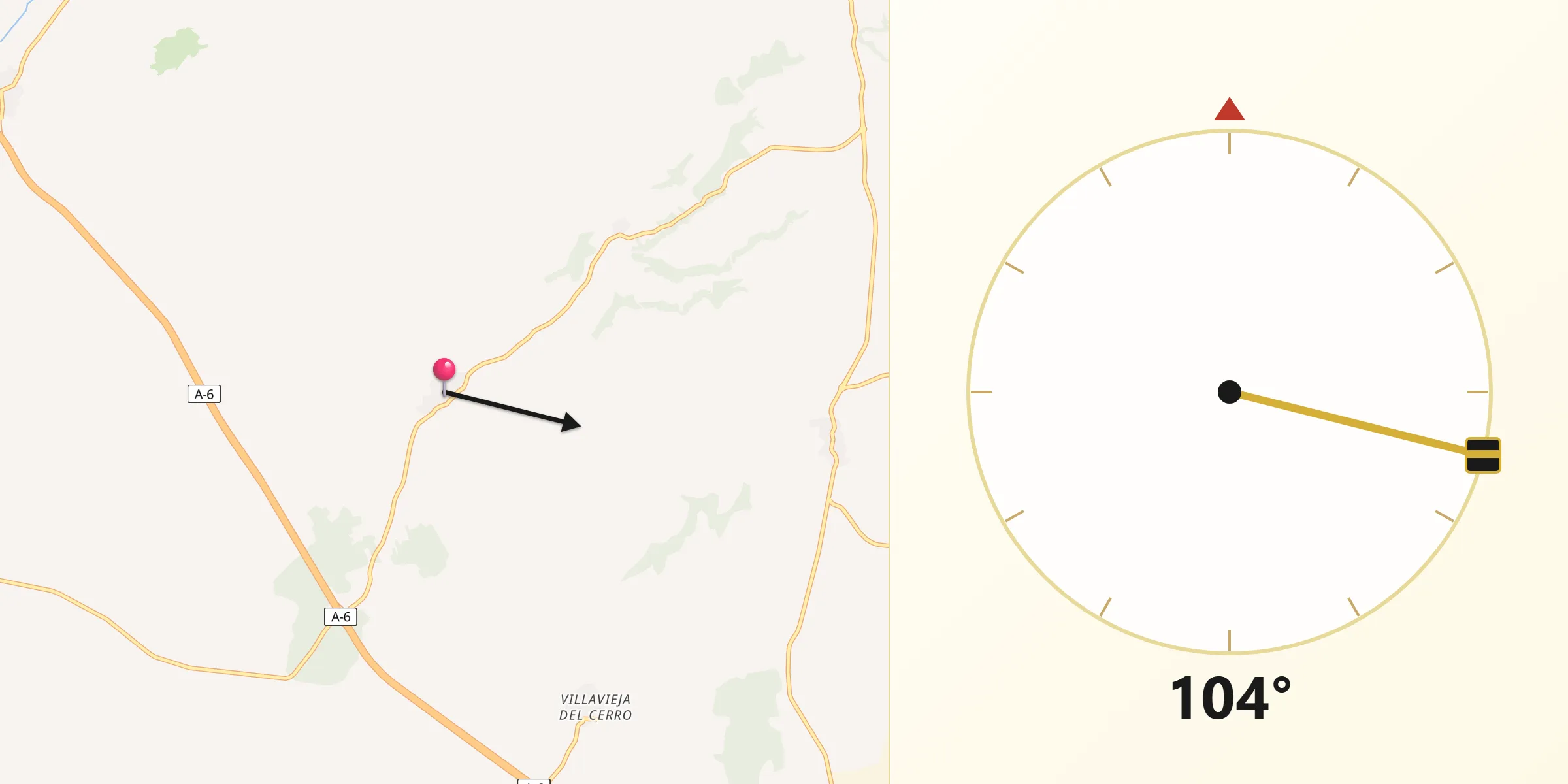 Dirección de la Qibla desde Bercero