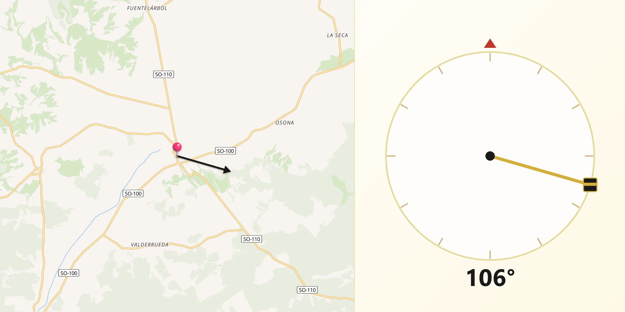 Dirección de la Qibla desde Fuentepinilla