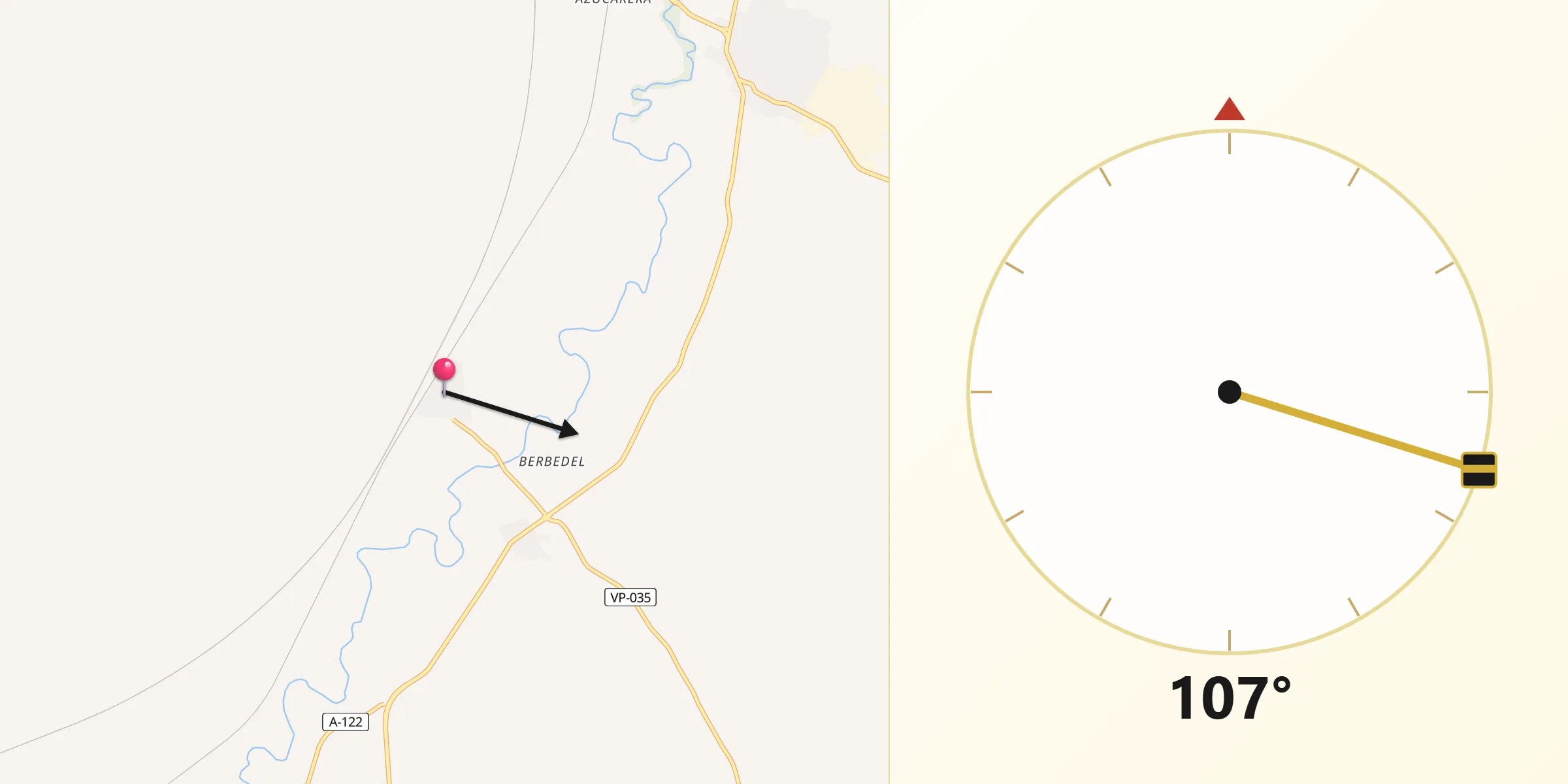 Dirección de la Qibla desde Salillas de Jalón
