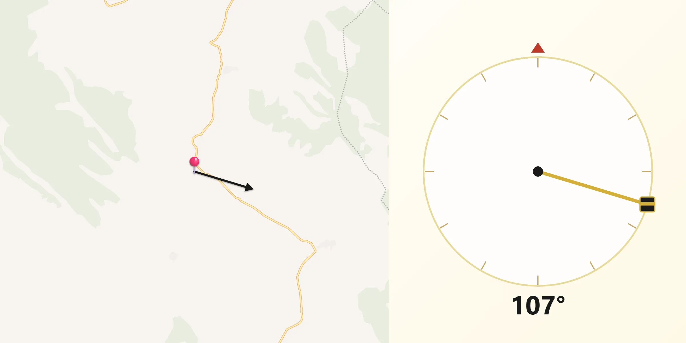 Dirección de la Qibla desde Quiñonería