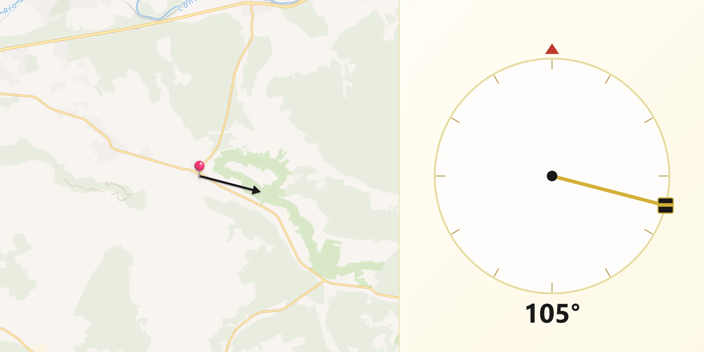 Dirección de la Qibla desde Santibáñez de Valcorba
