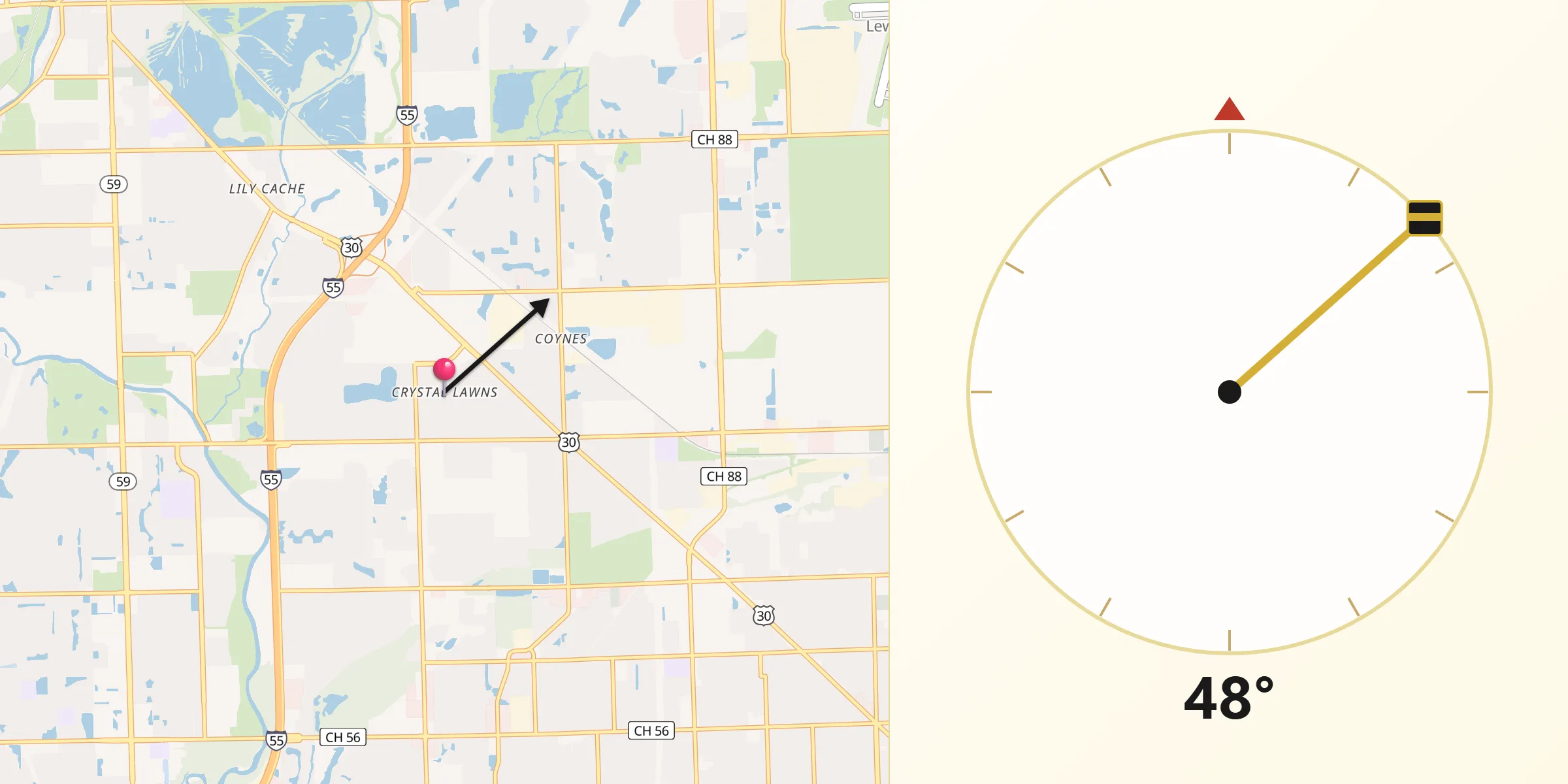 Qibla Direction from Crystal Lawns