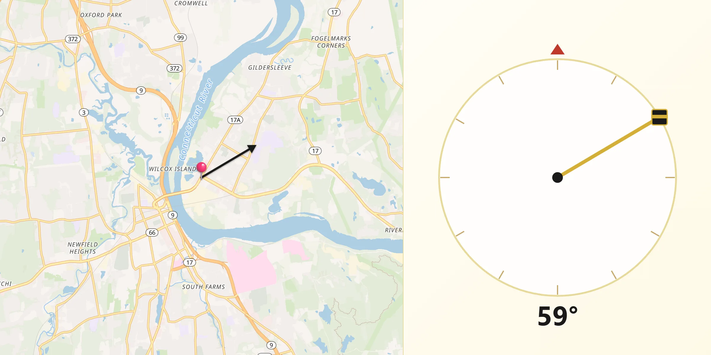 Qibla-Richtung von Portland