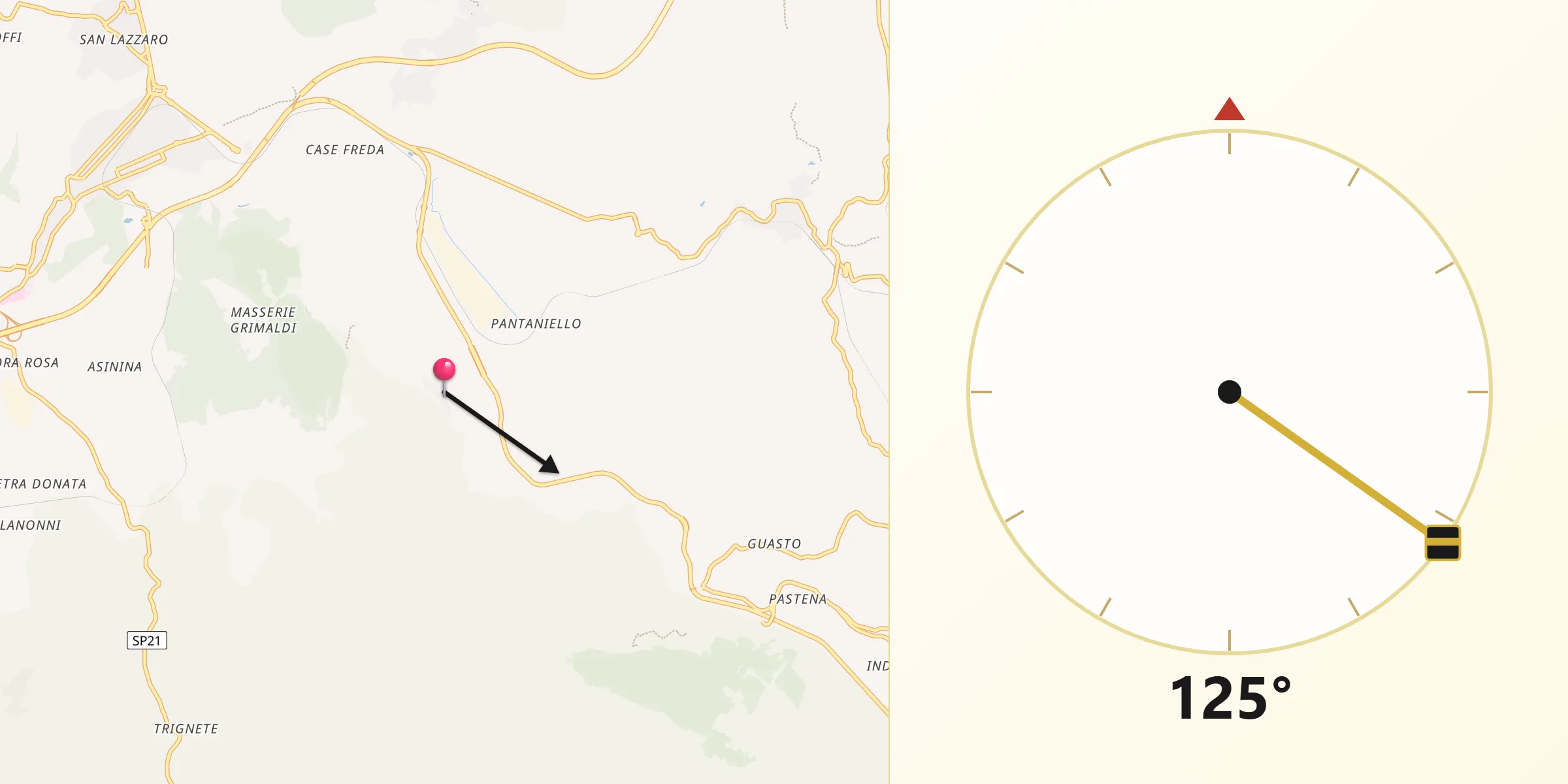 Direzione della Qibla da Pettoranello del Molise