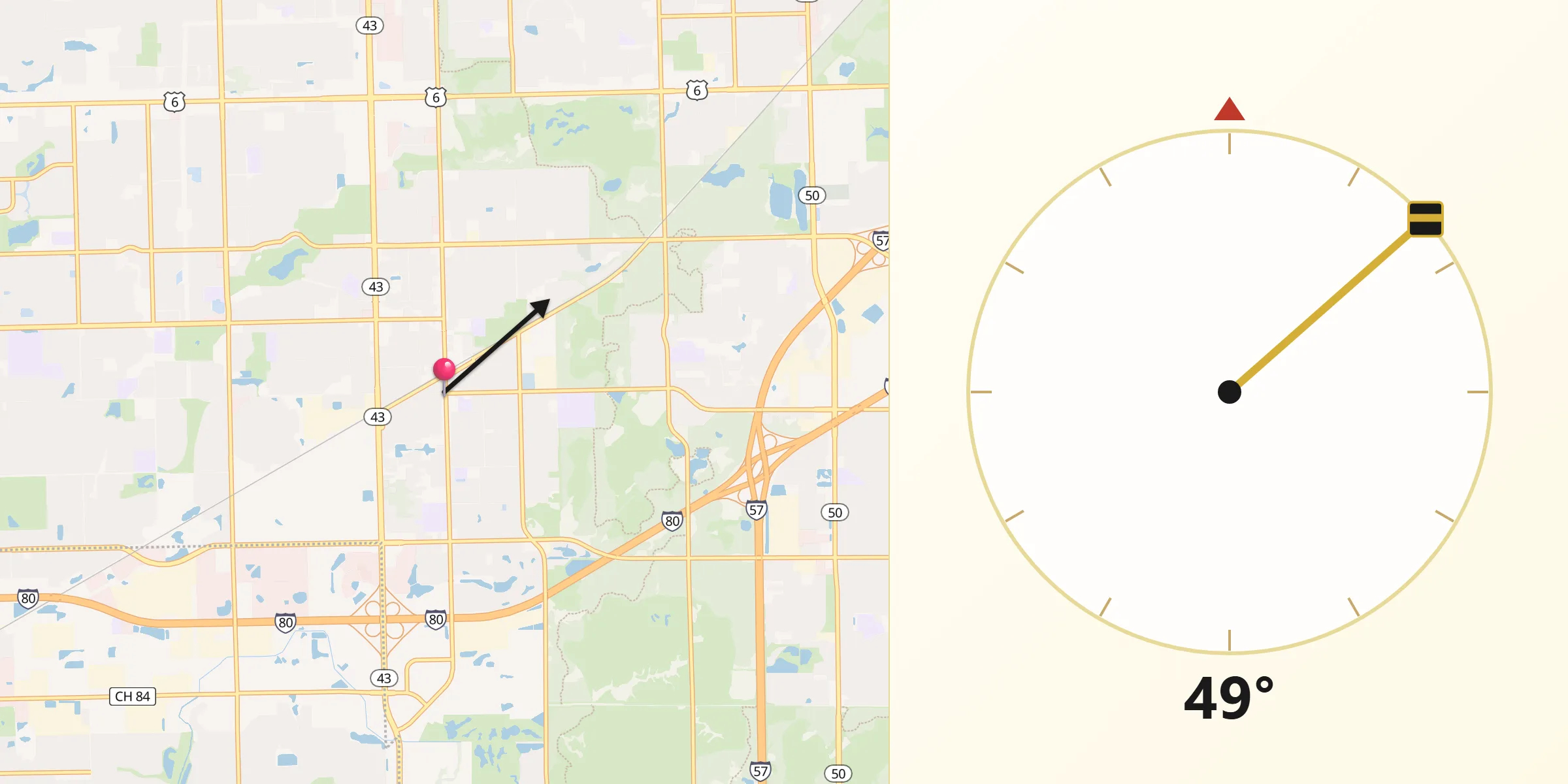 Qibla Direction from Tinley Park