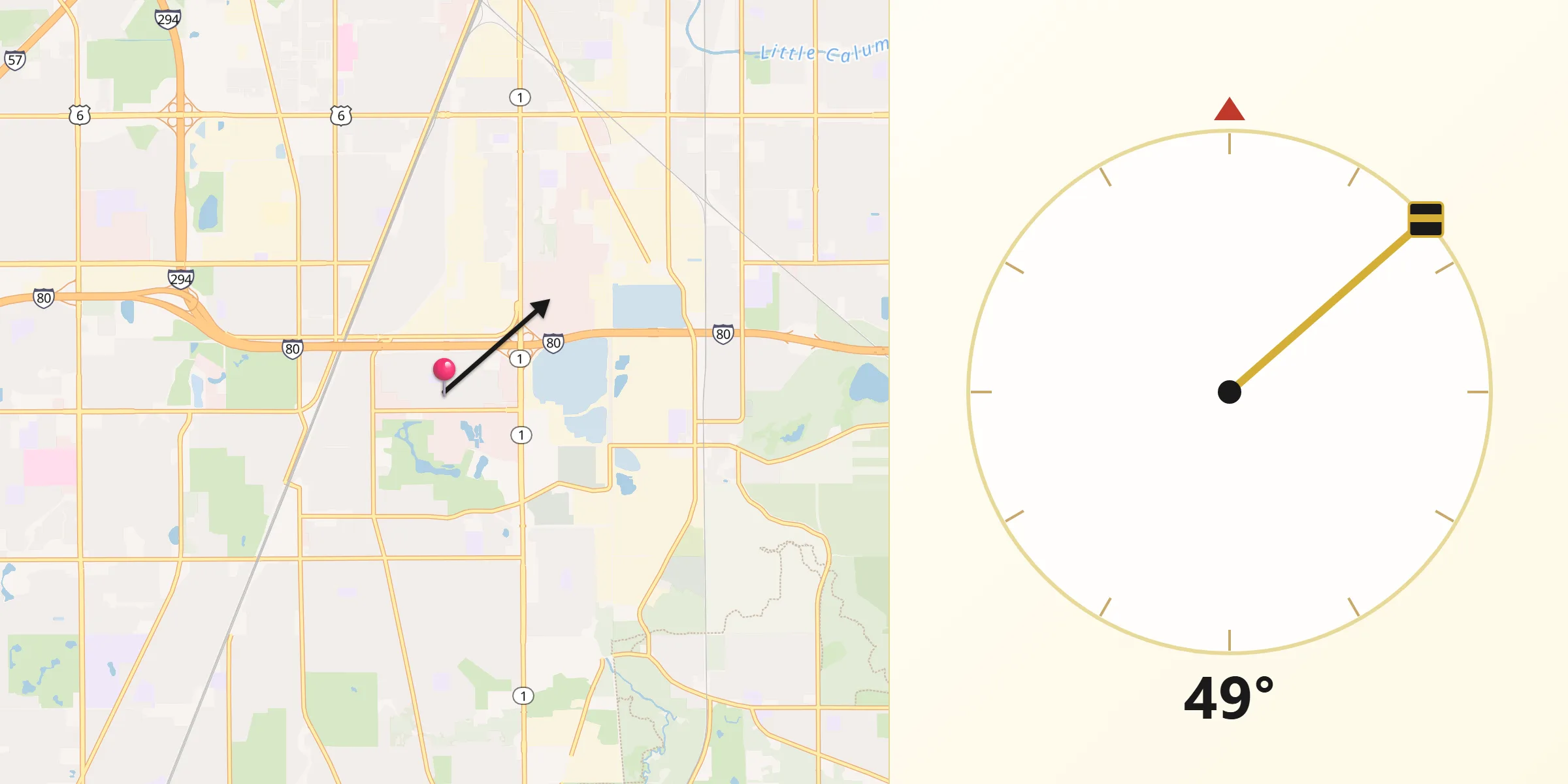 Qibla Direction from East Hazel Crest