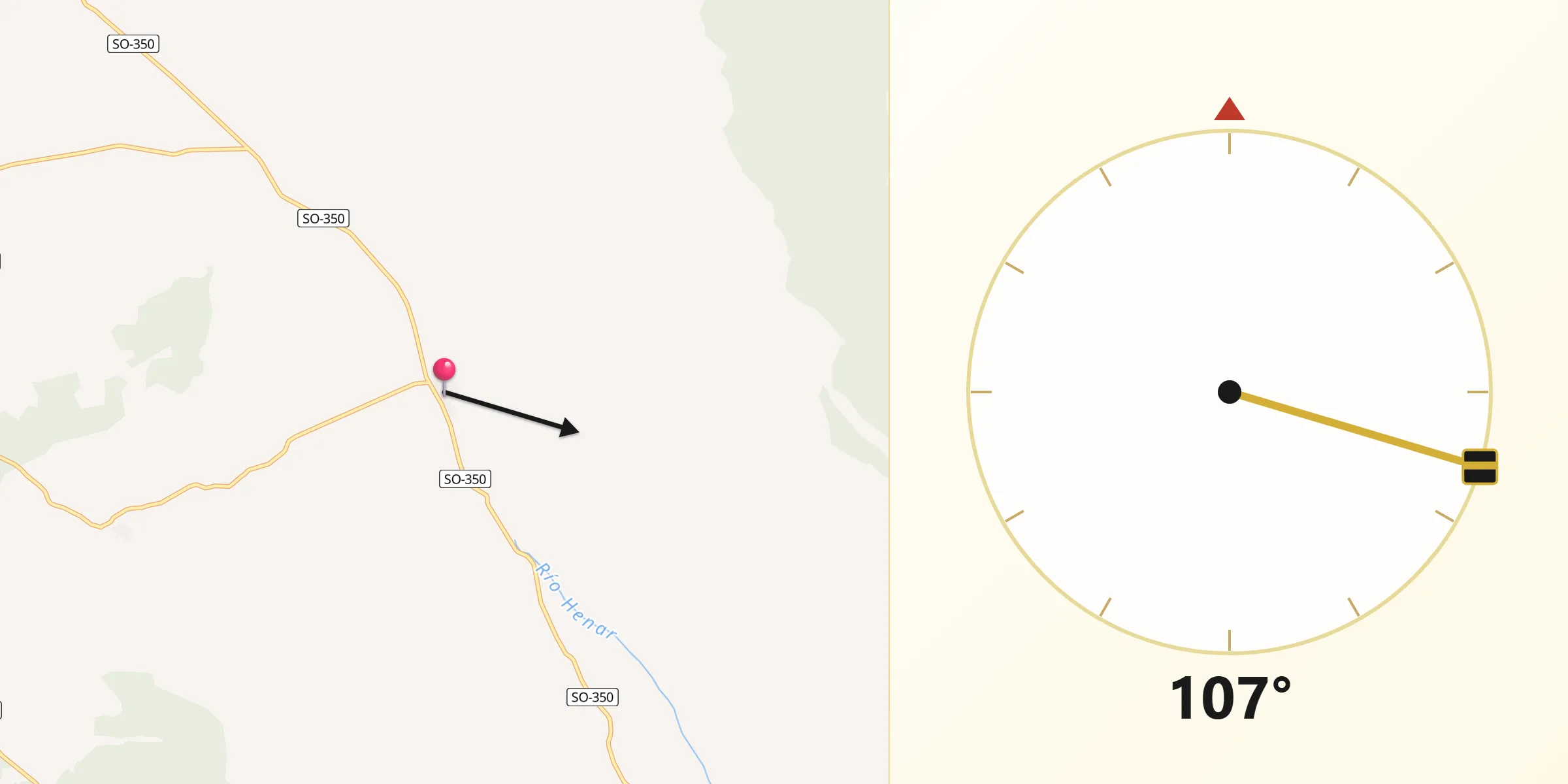 Dirección de la Qibla desde Almazul