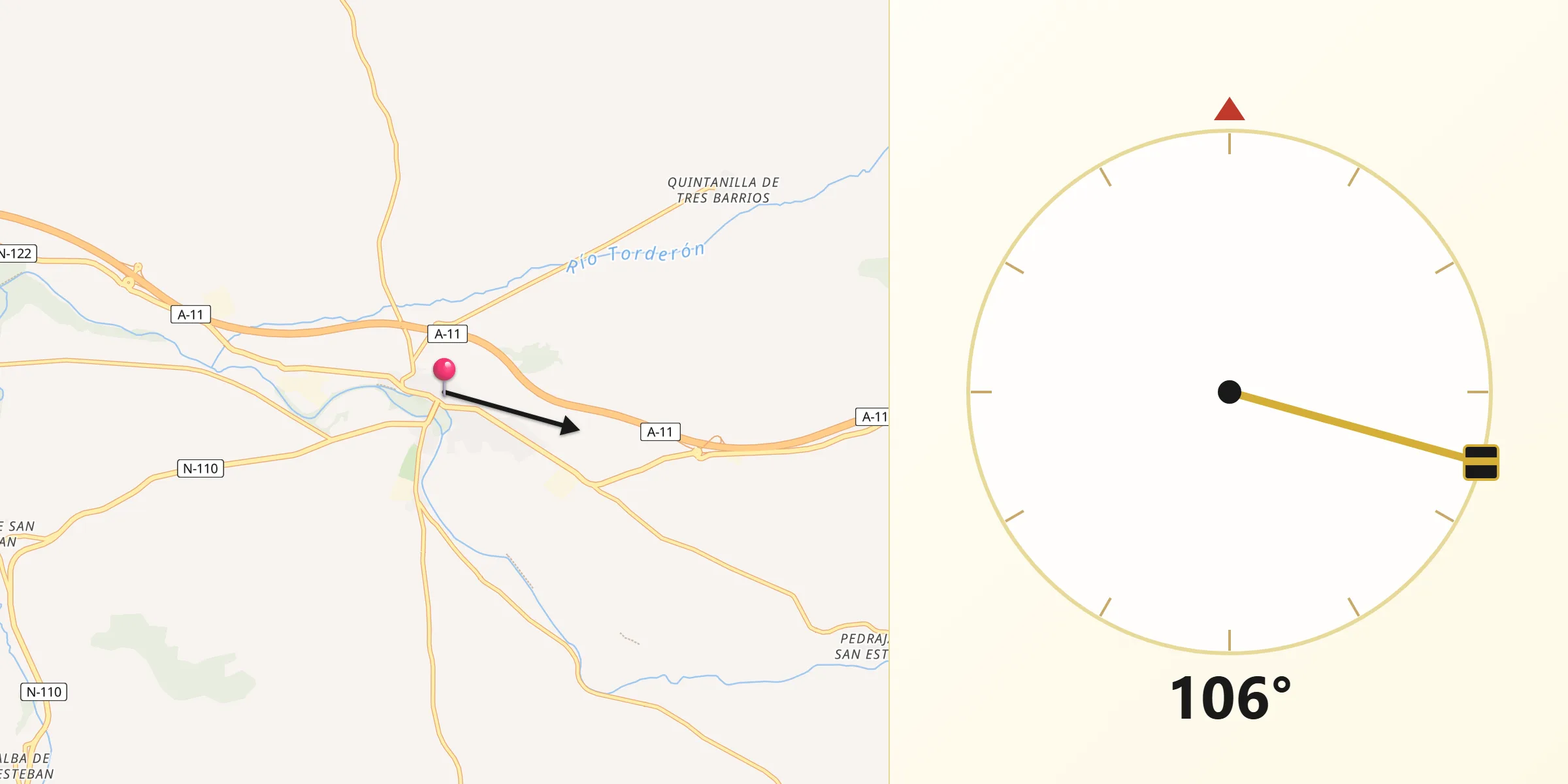Dirección de la Qibla desde San Esteban de Gormaz