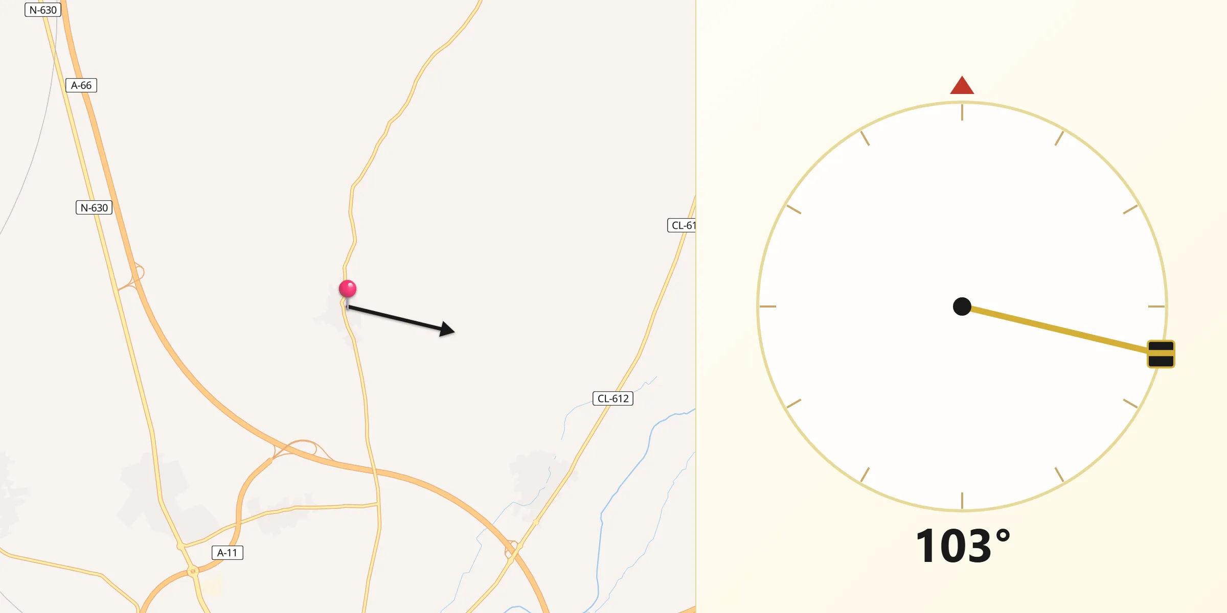 Dirección de la Qibla desde Cubillos