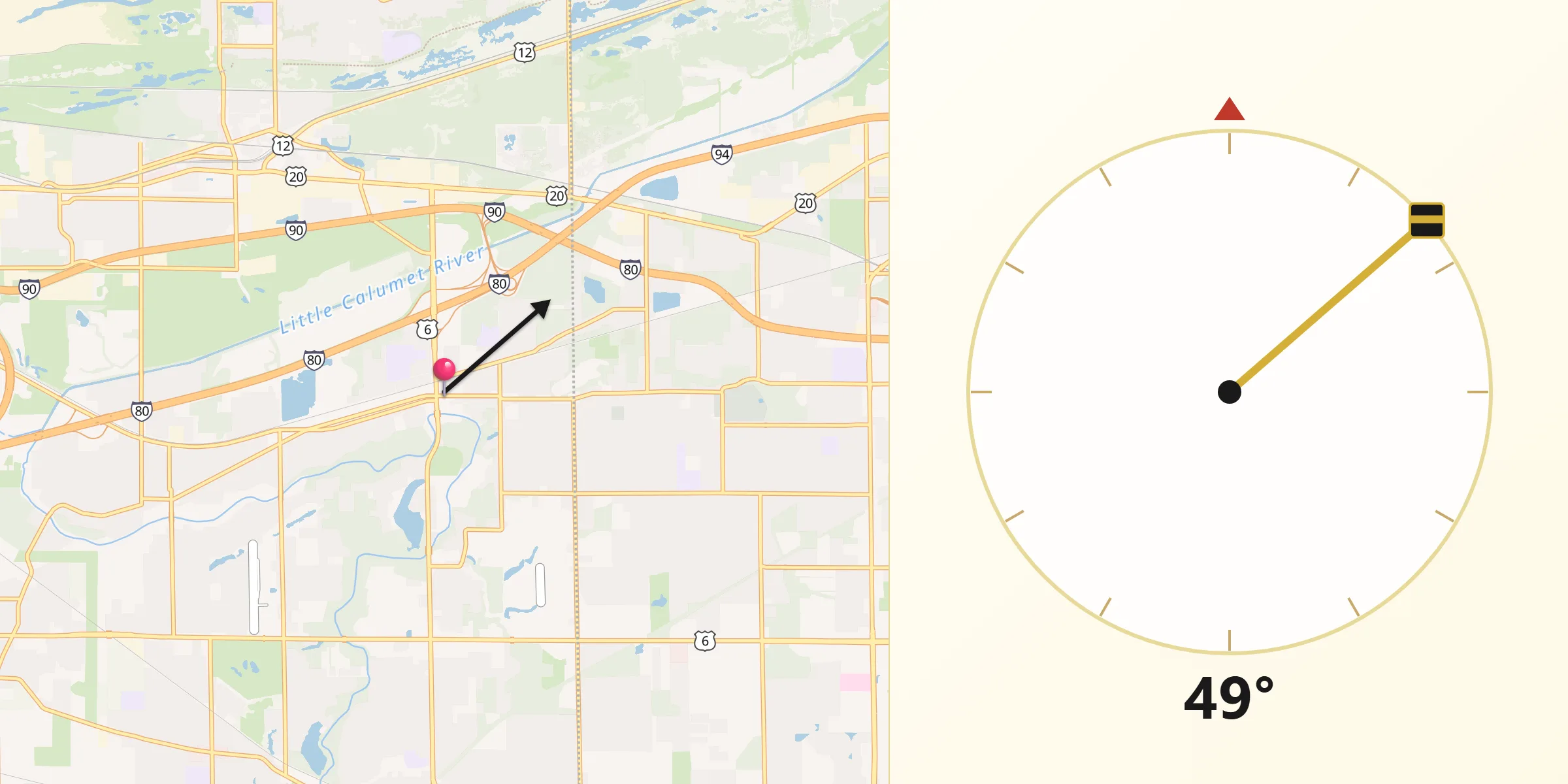 Qibla Direction from Lake Station