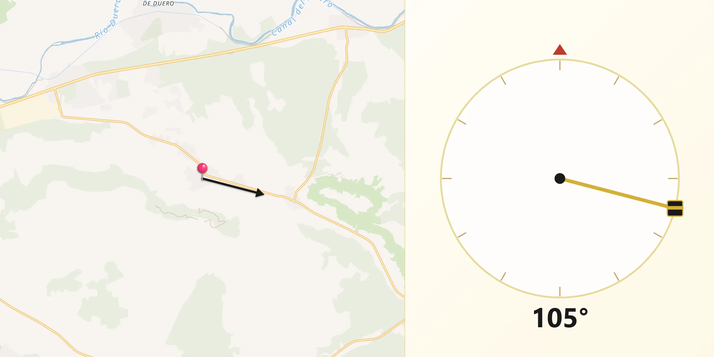 Dirección de la Qibla desde Traspinedo