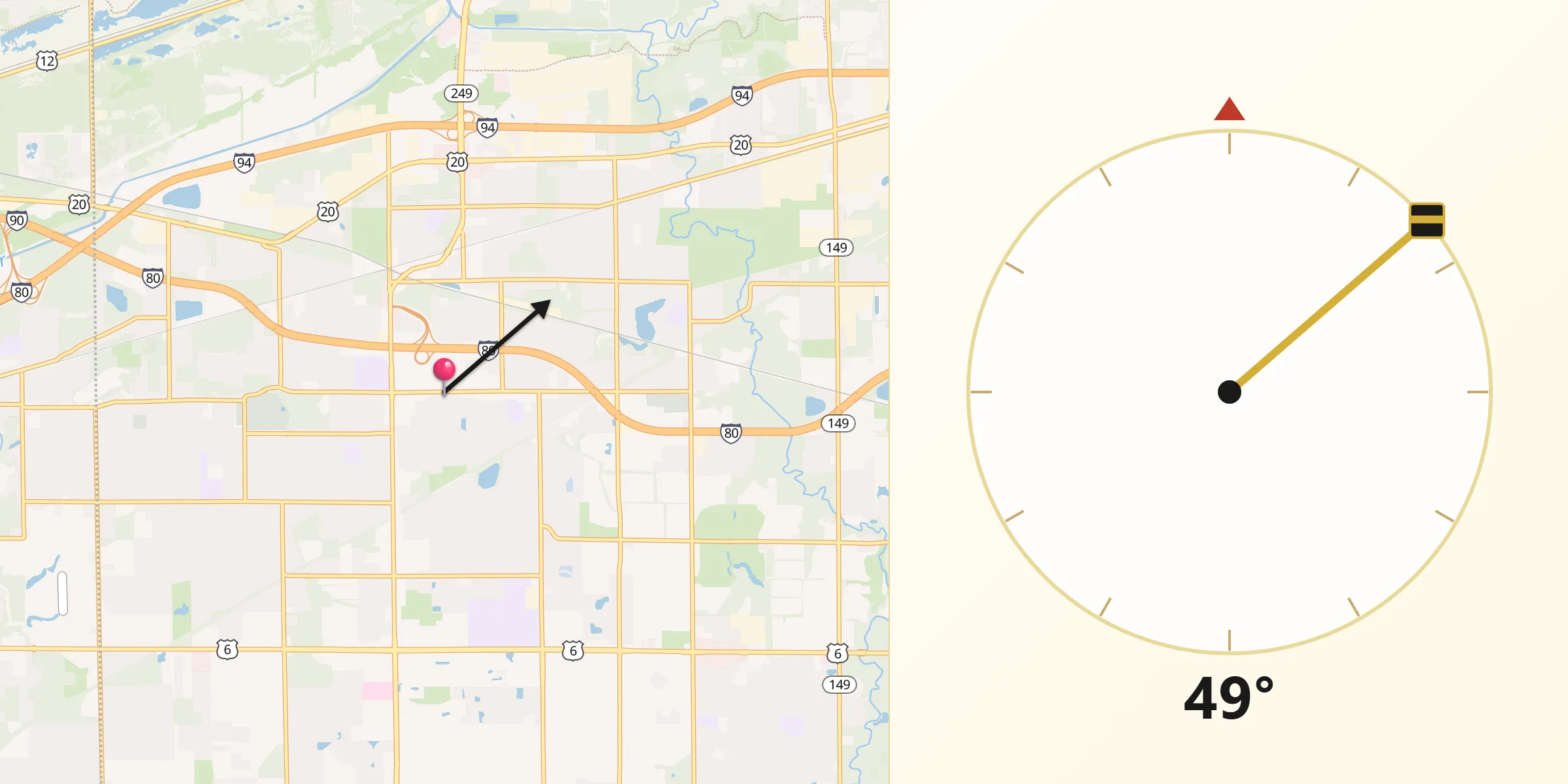 Qibla Direction from Portage