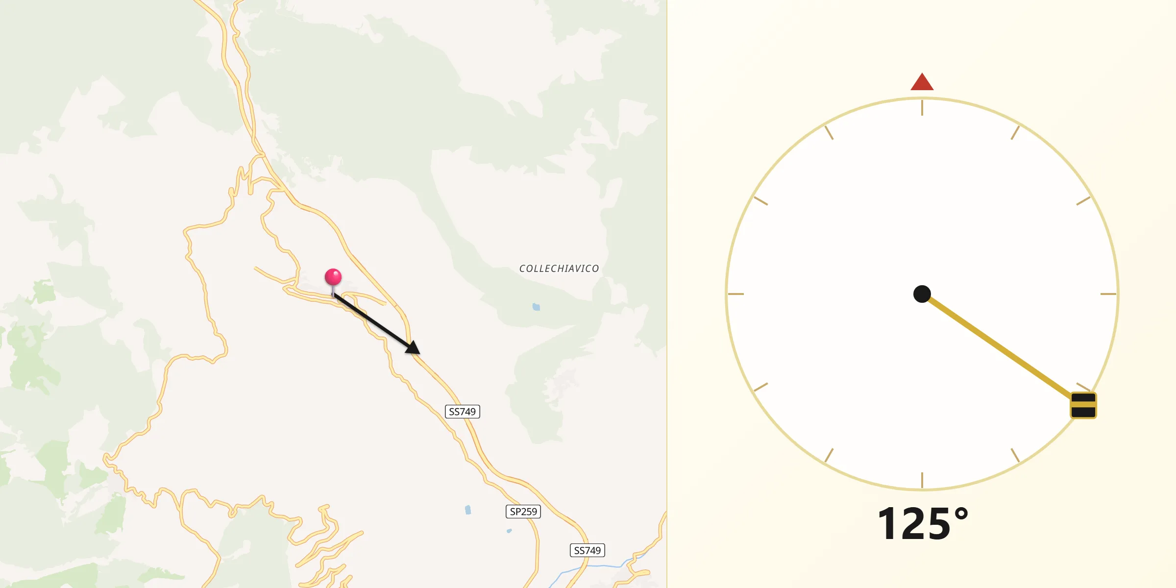 Direzione della Qibla da Belmonte Castello