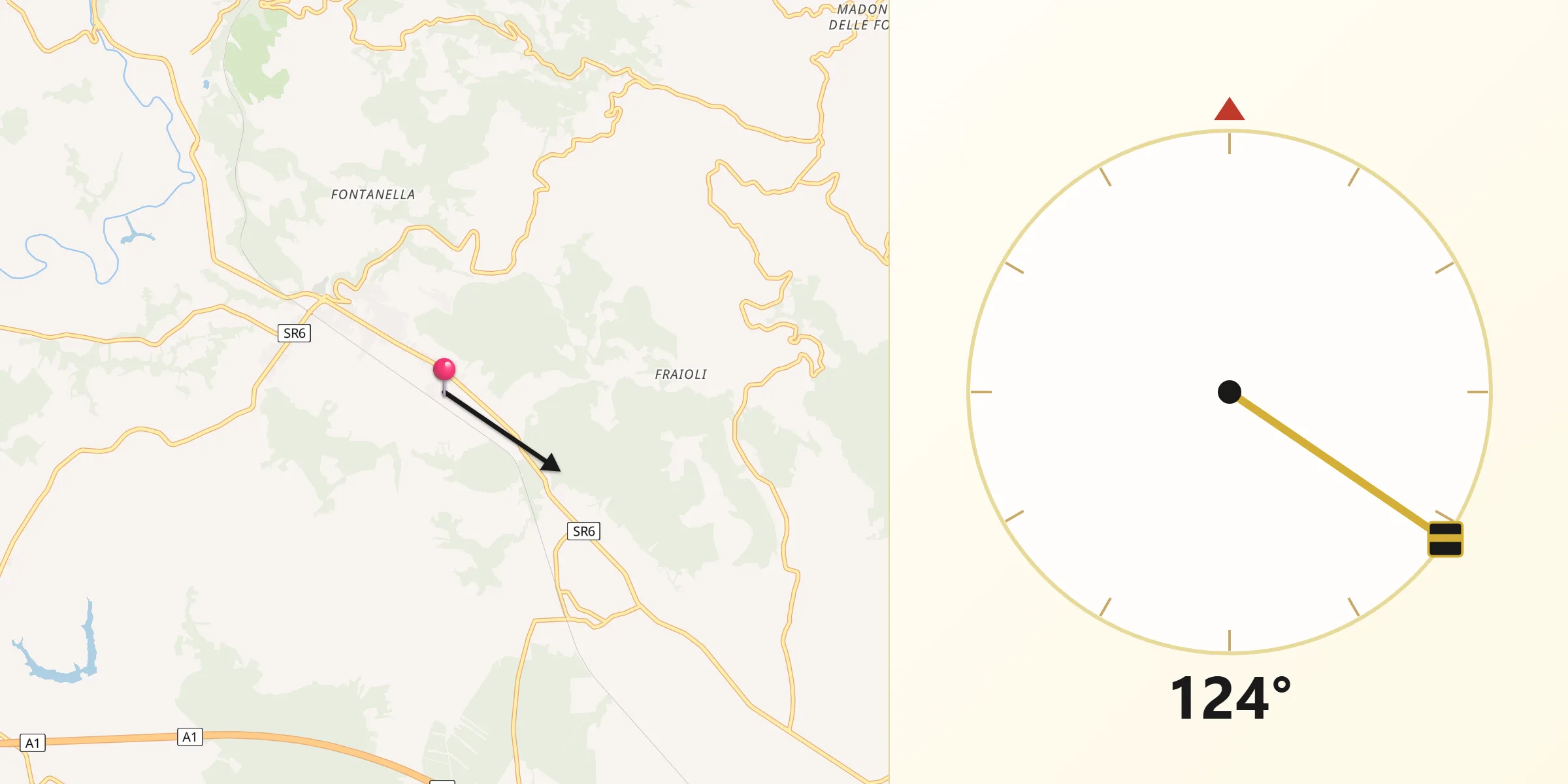 Direzione della Qibla da Arce