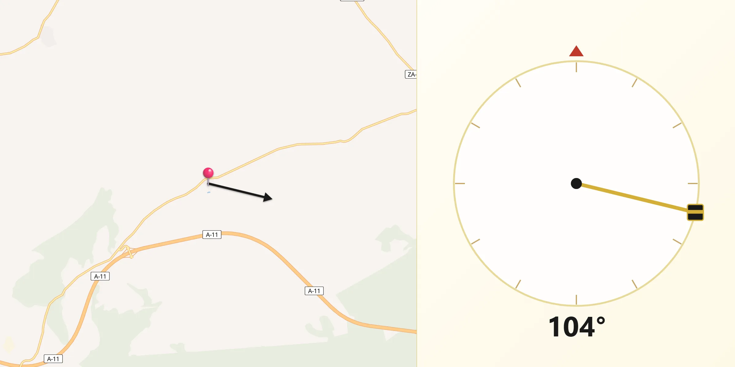 Dirección de la Qibla desde Matilla la Seca
