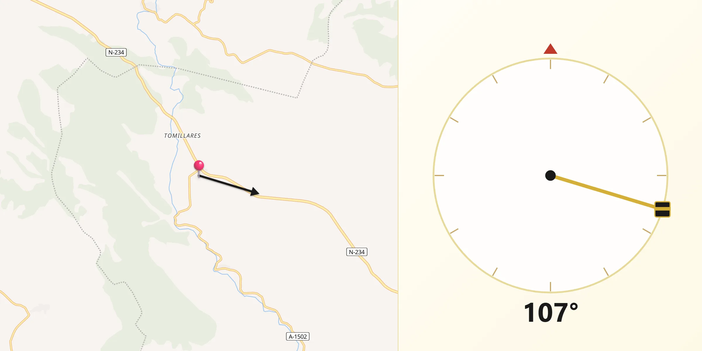 Dirección de la Qibla desde Torrelapaja
