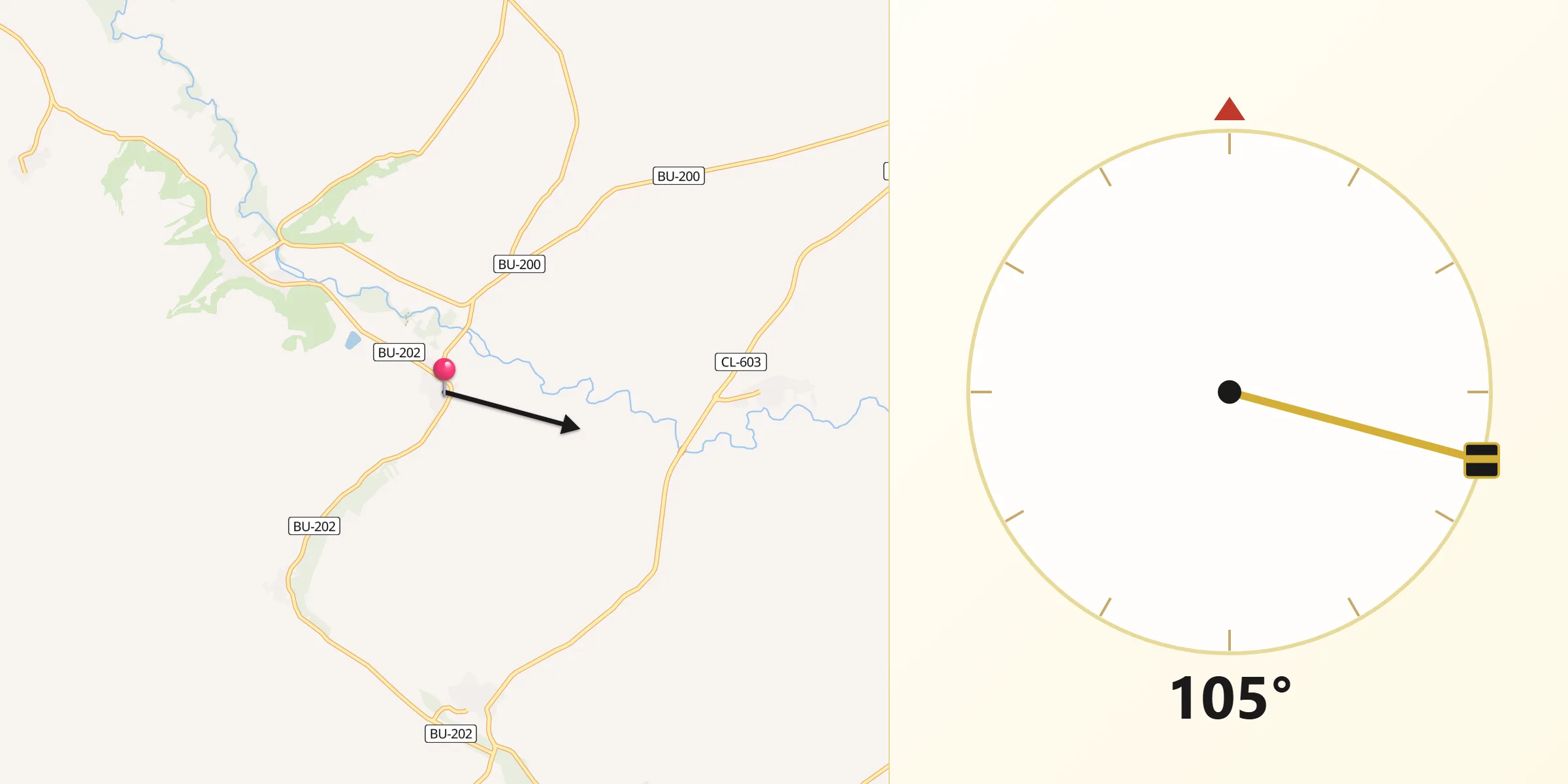 Dirección de la Qibla desde Hontangas