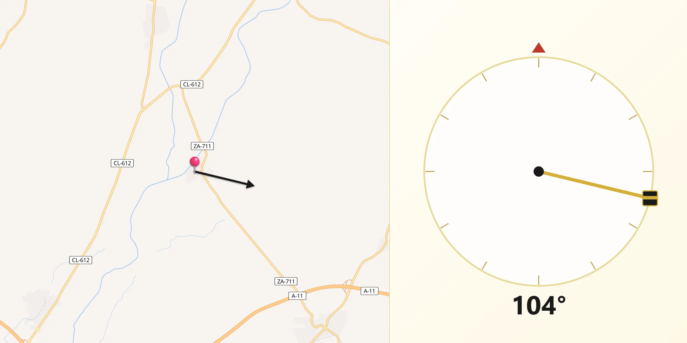 Dirección de la Qibla desde Molacillos