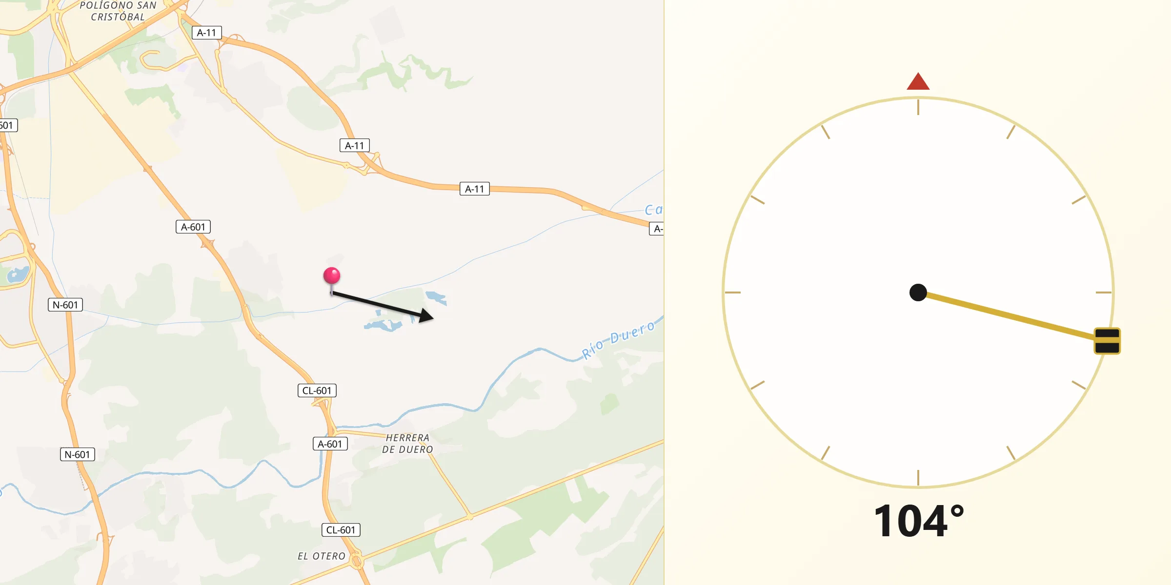 Dirección de la Qibla desde Provincia de Valladolid