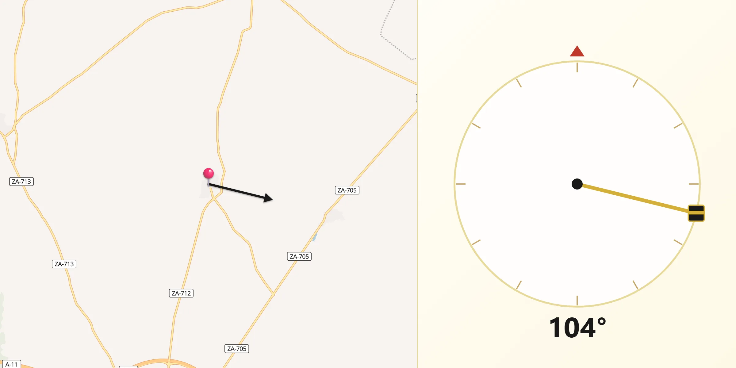 Dirección de la Qibla desde Villardondiego