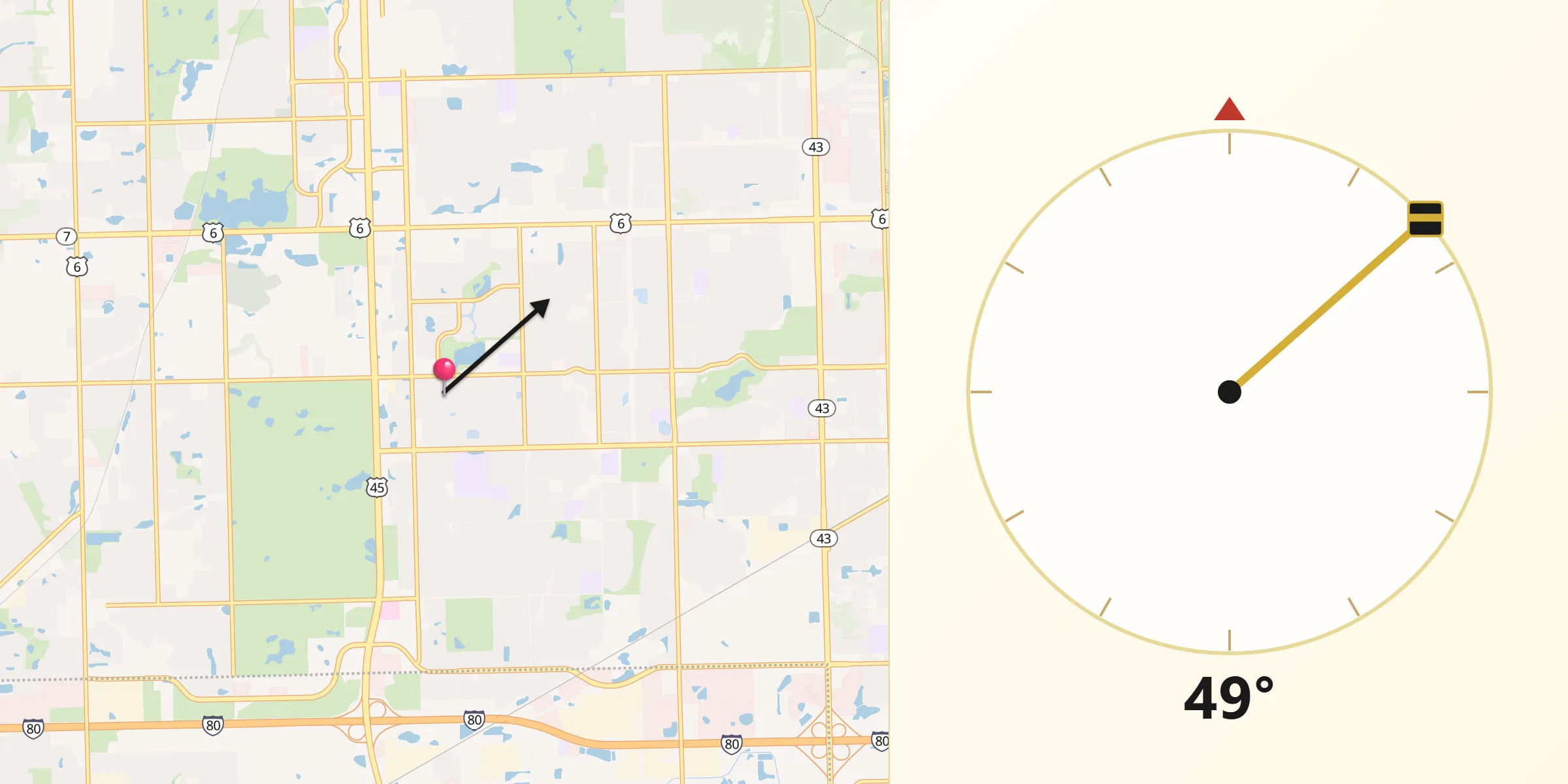 Qibla Direction from Orland Hills