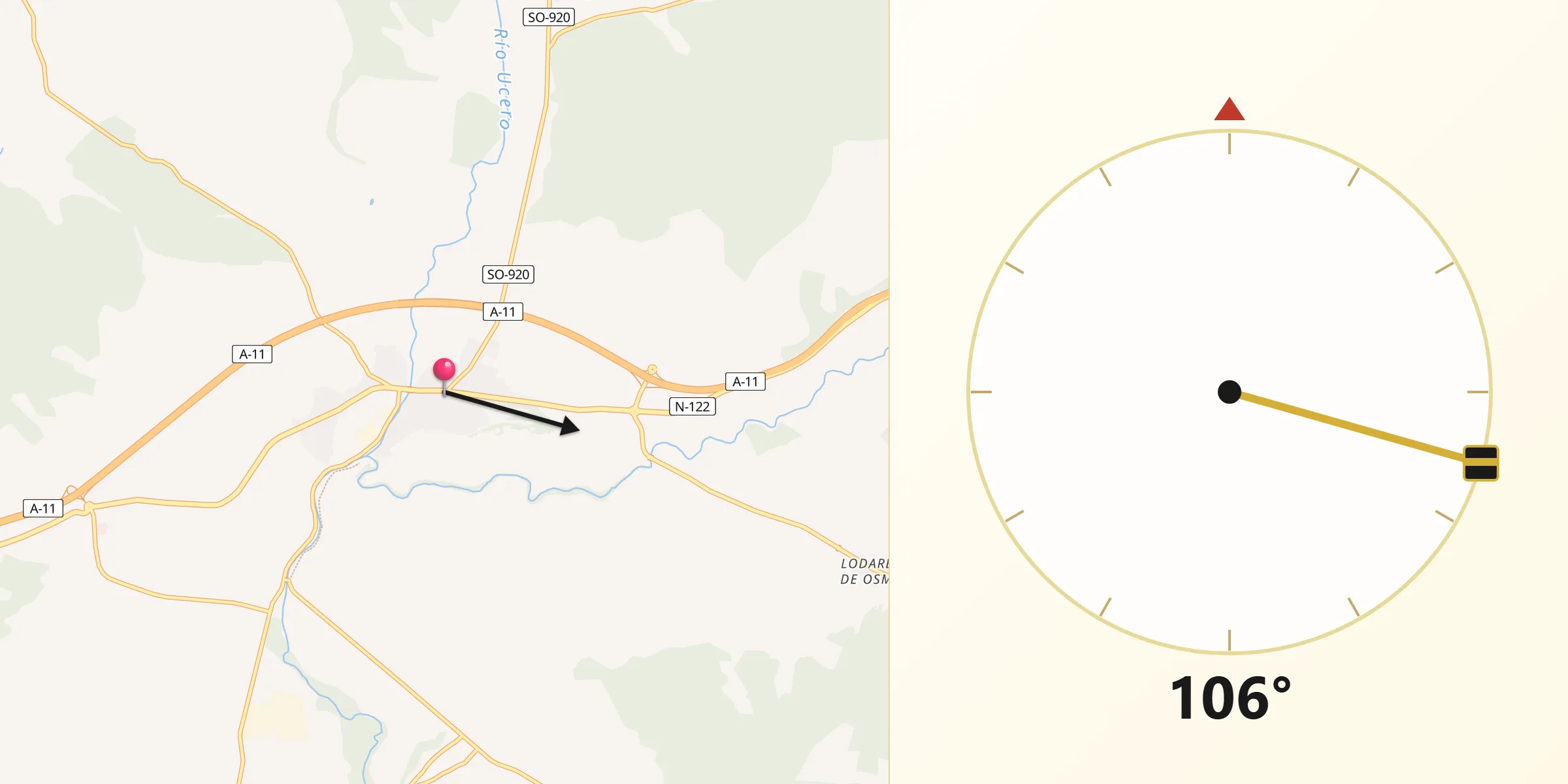 Dirección de la Qibla desde Burgo de Osma-Ciudad de Osma