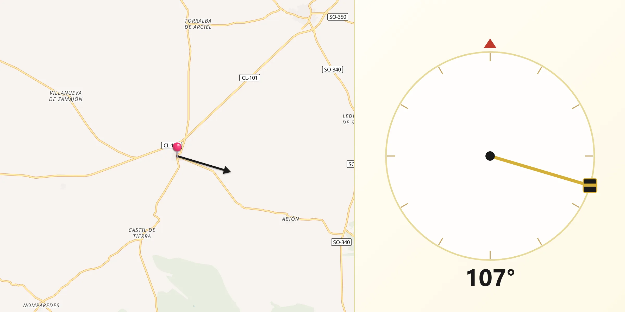 Dirección de la Qibla desde Tejado