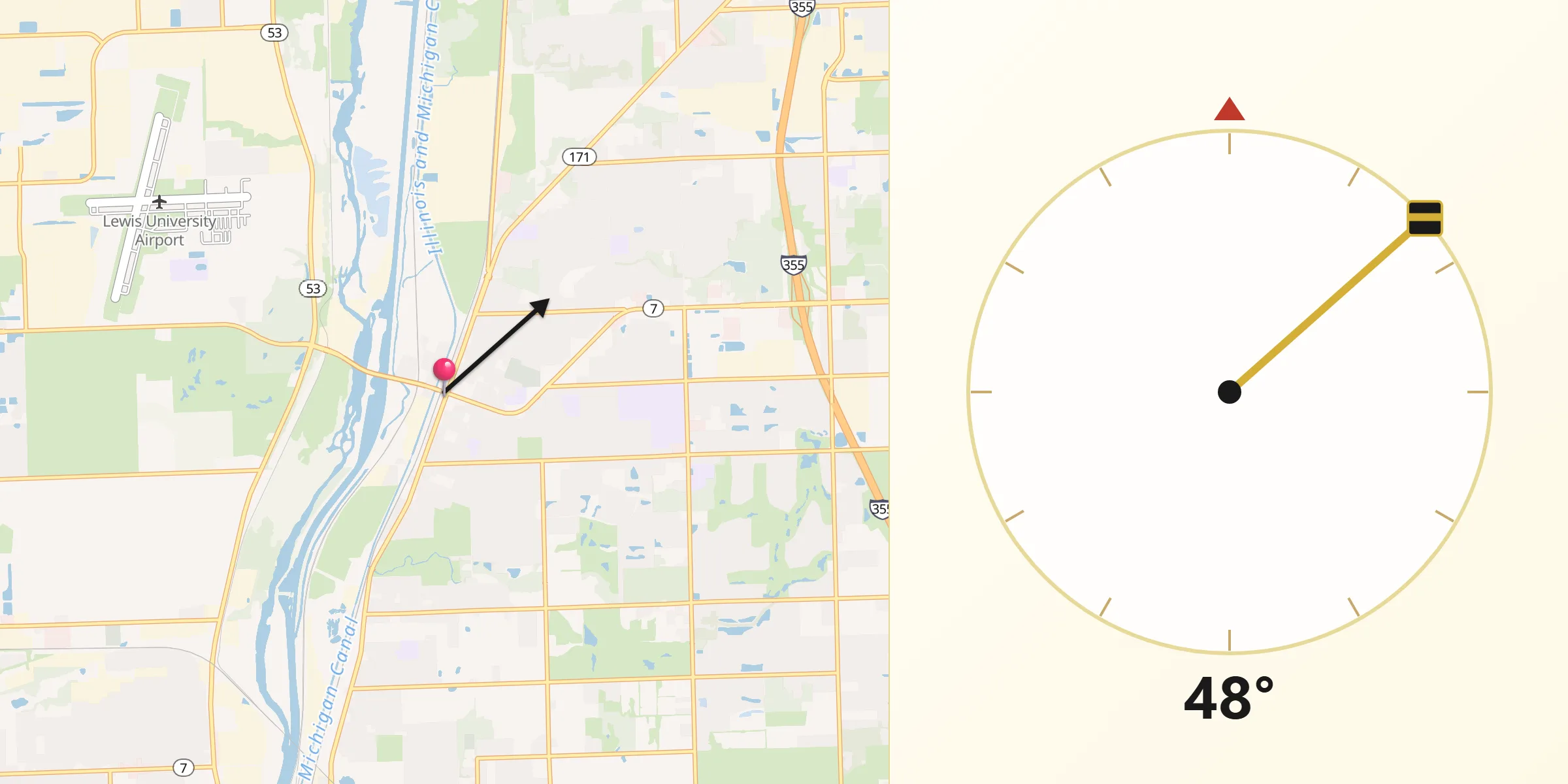 Qibla Direction from Lockport