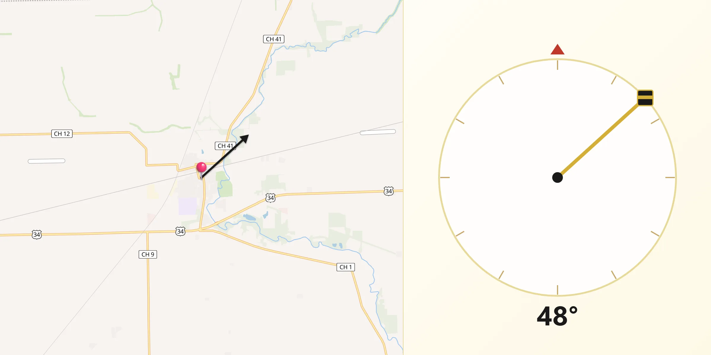 Qibla Direction from Earlville