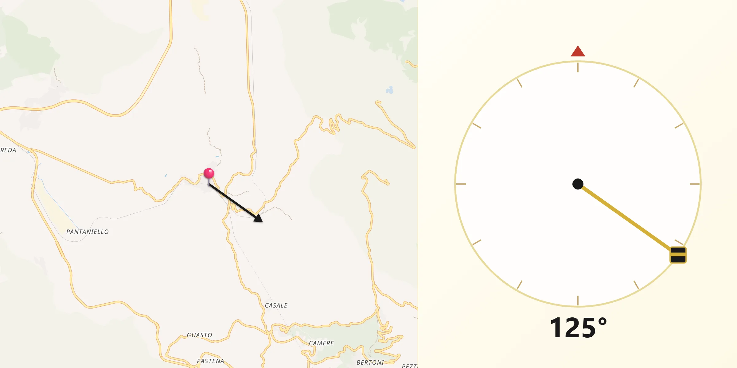 Direzione della Qibla da Carpinone