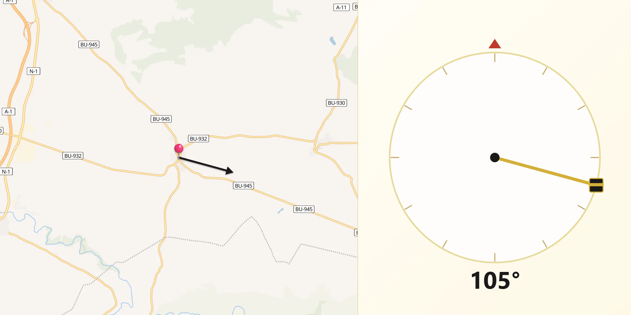 Dirección de la Qibla desde Fuentelcésped