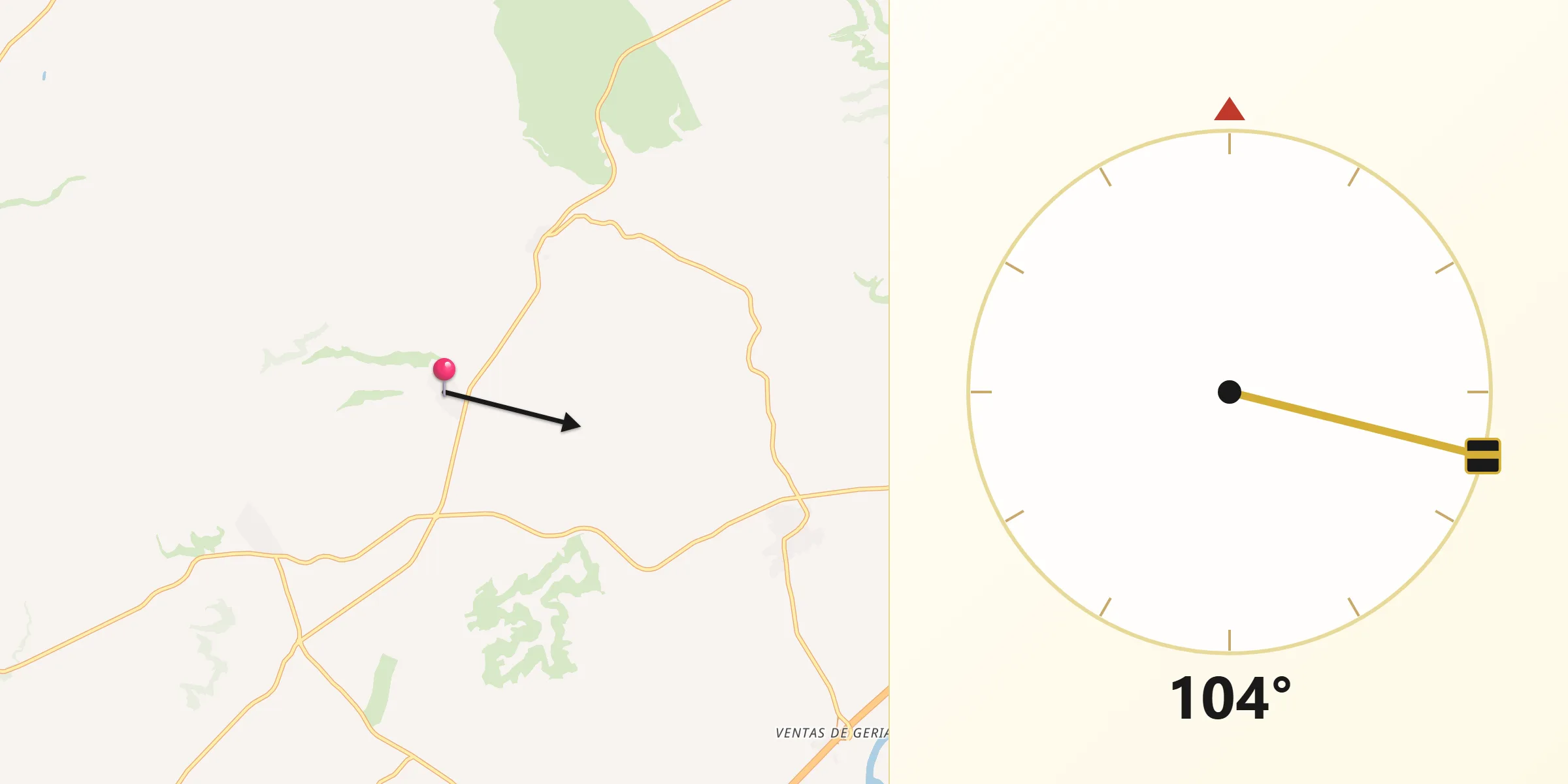 Dirección de la Qibla desde Villán de Tordesillas