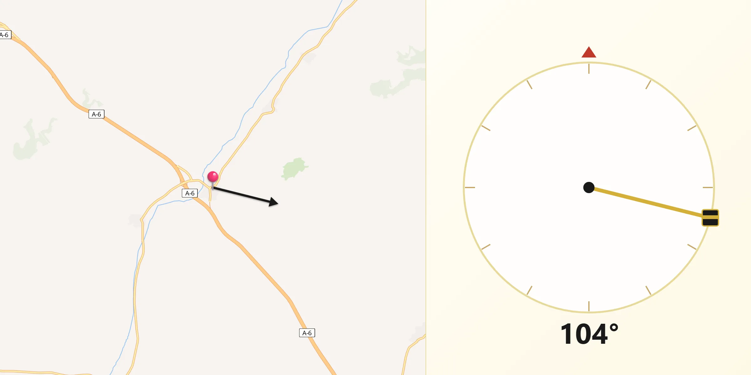 Dirección de la Qibla desde Vega de Valdetronco