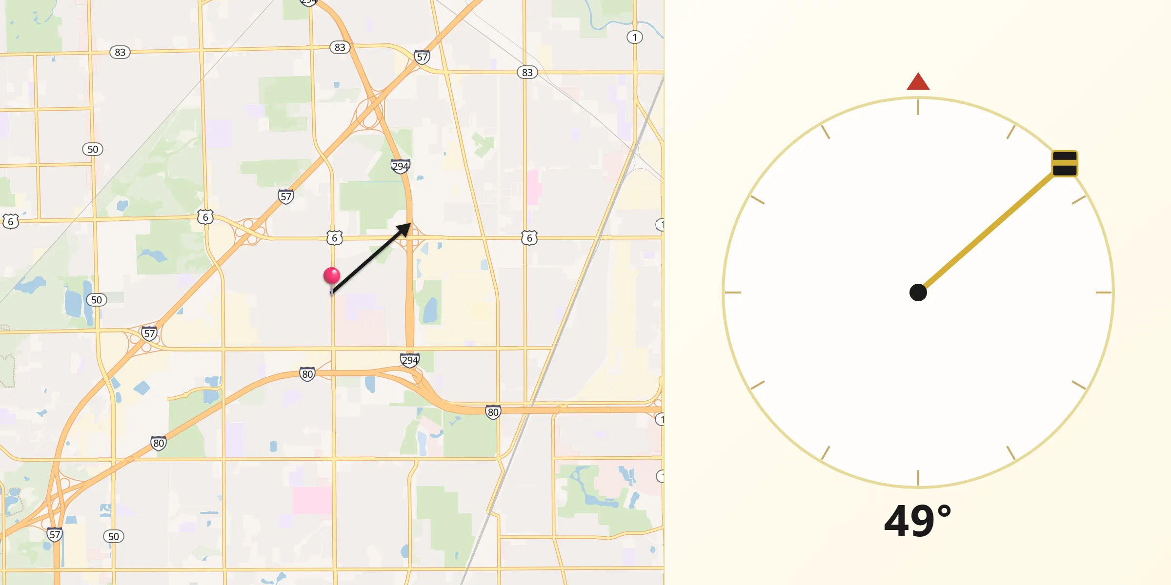 Qibla Direction from Markham
