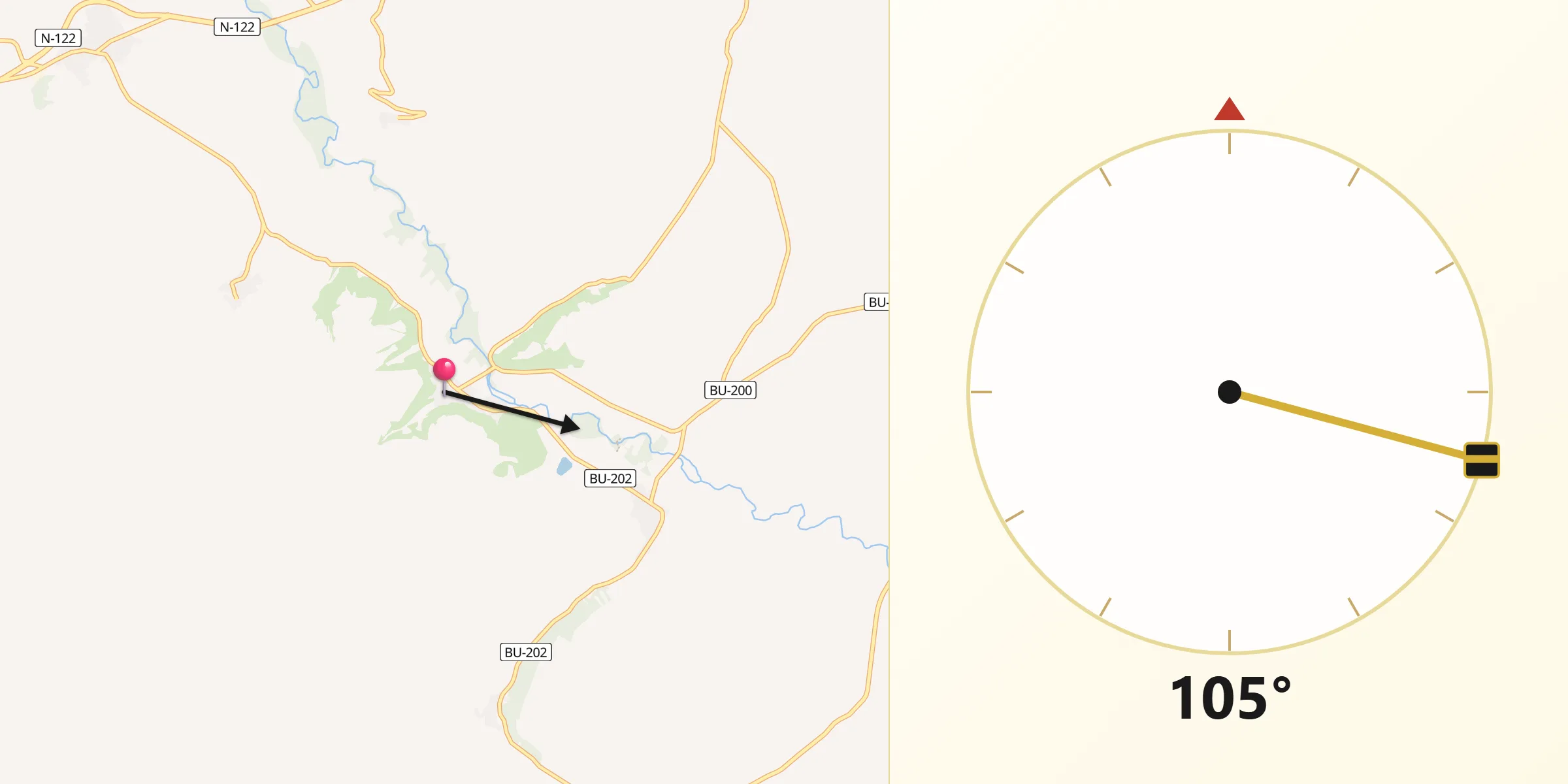 Dirección de la Qibla desde Adrada de Haza
