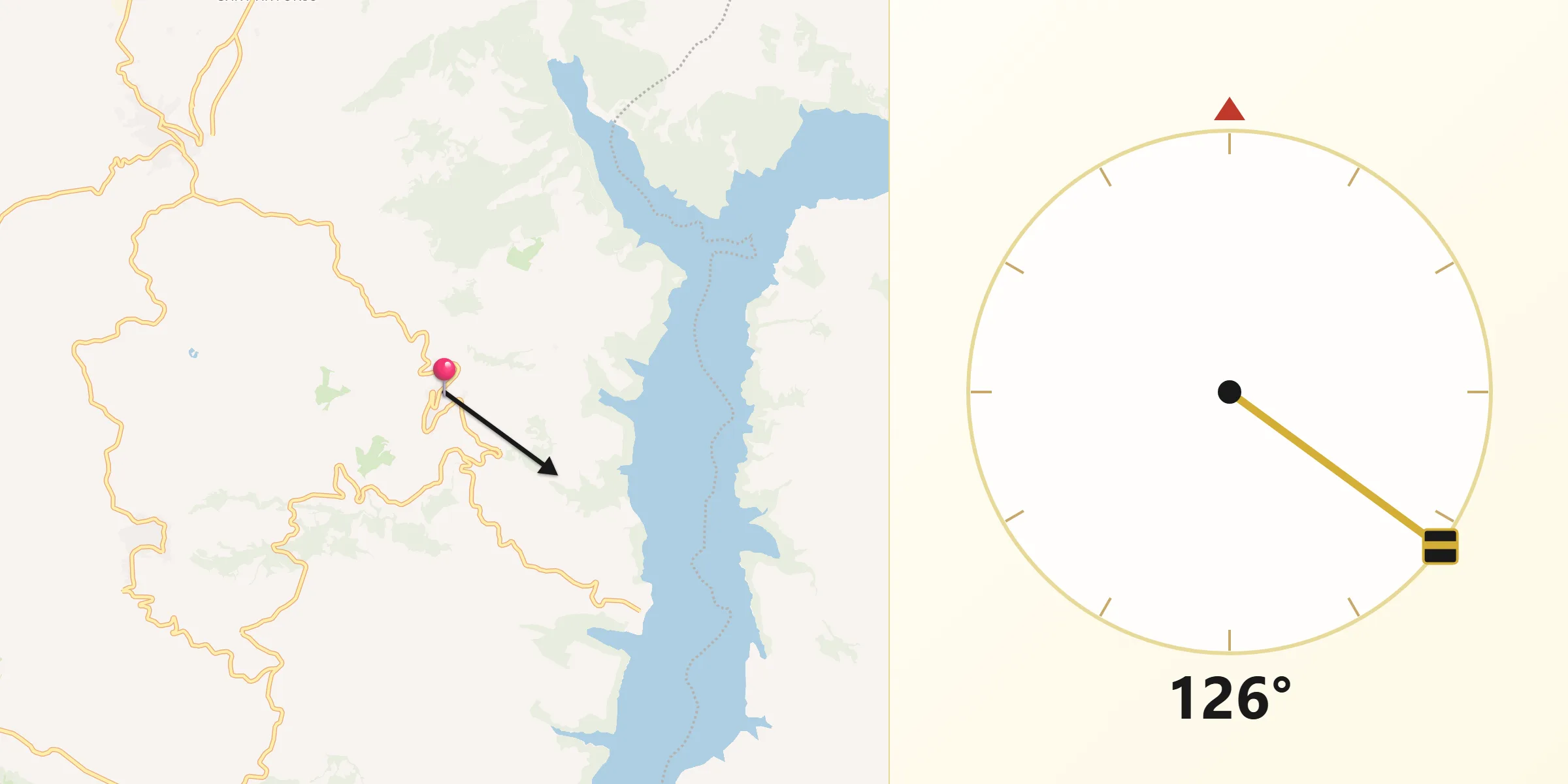 Direzione della Qibla da Macchia Valfortore