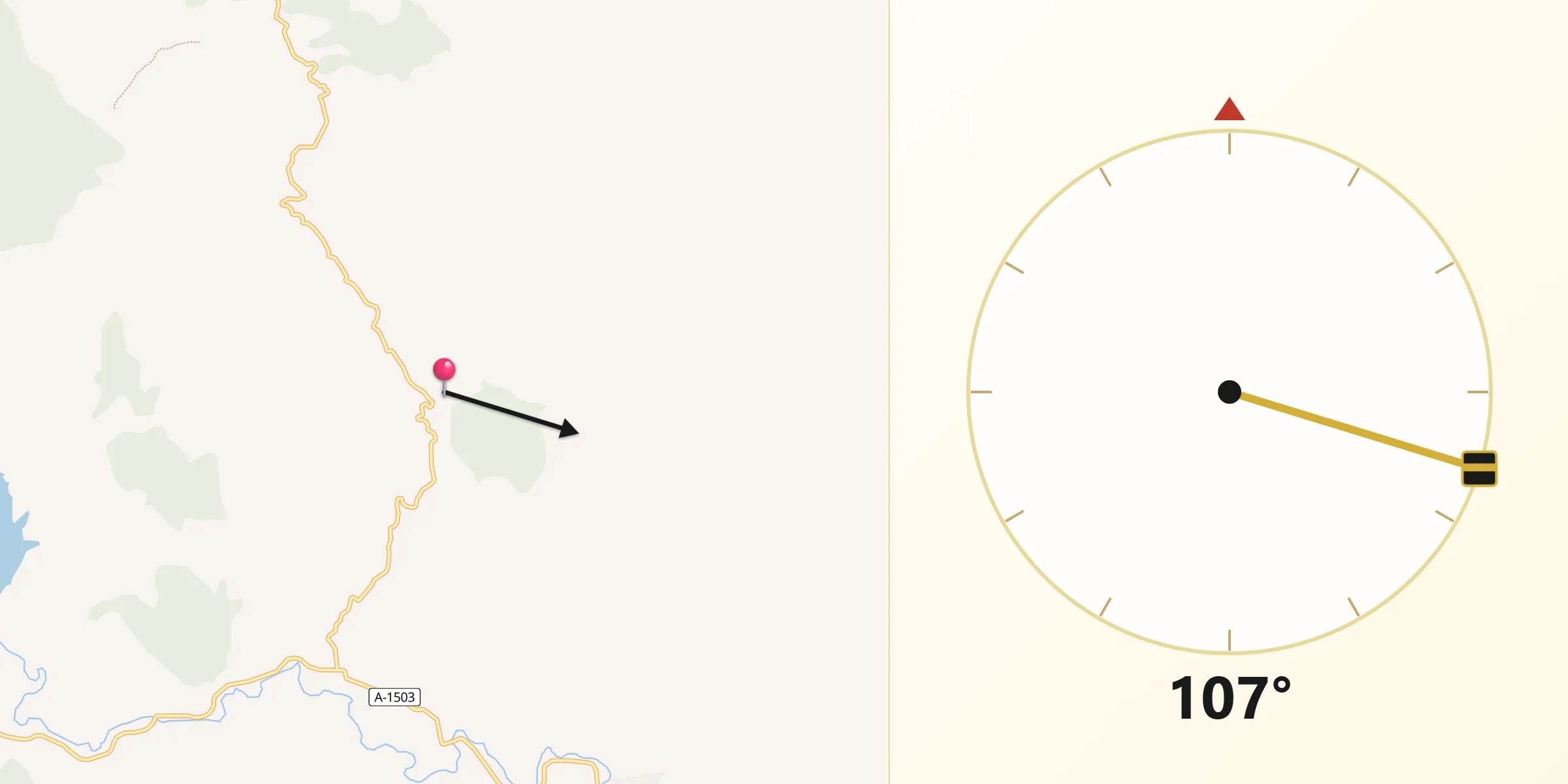 Dirección de la Qibla desde Oseja
