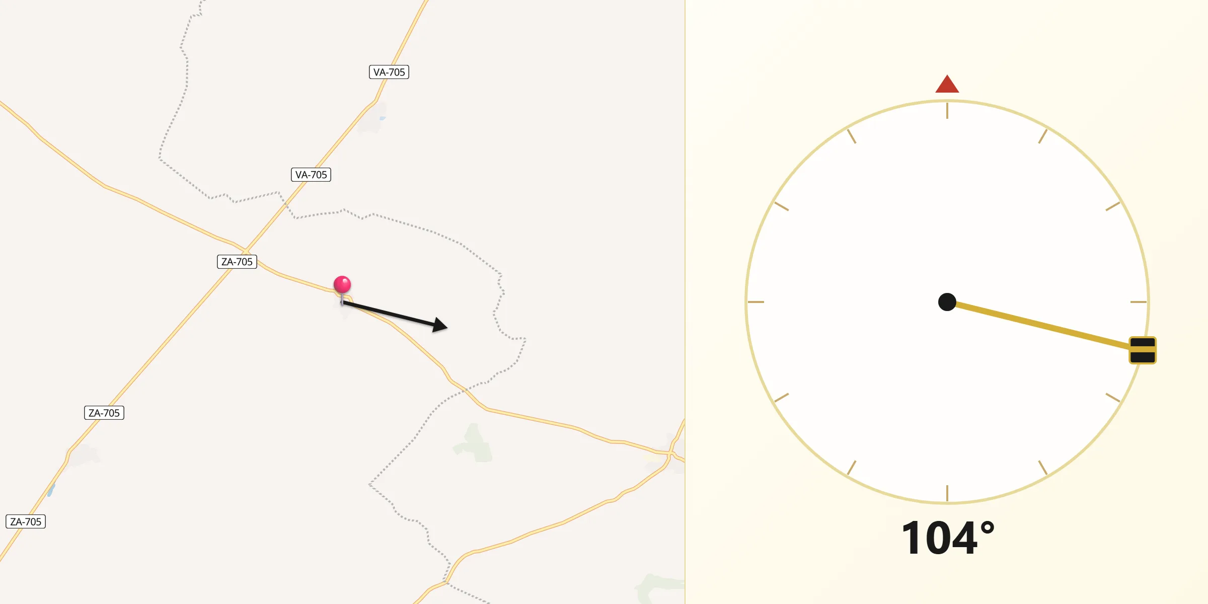 Dirección de la Qibla desde Villalonso