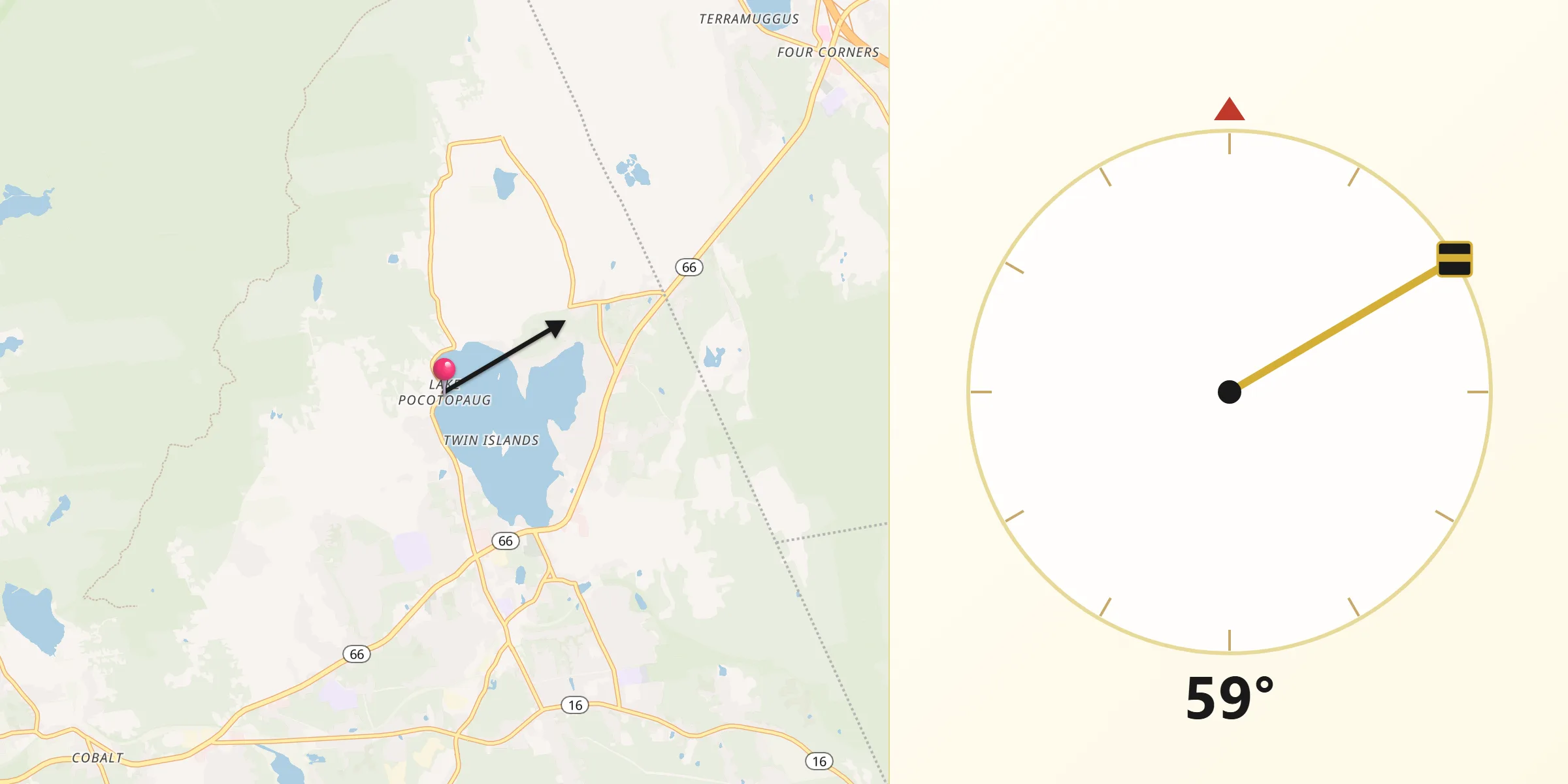 Qibla Direction from Lake Pocotopaug