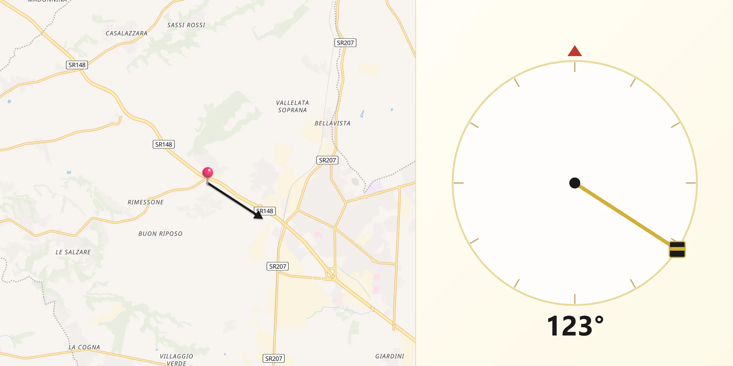 Direzione della Qibla da Camilleri-Vallelata
