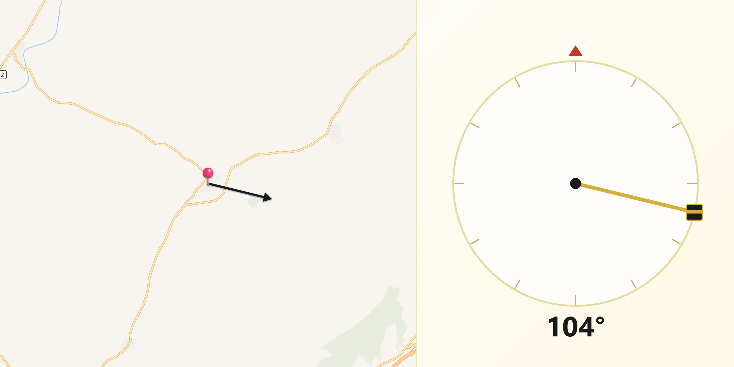 Dirección de la Qibla desde Gallegos del Pan
