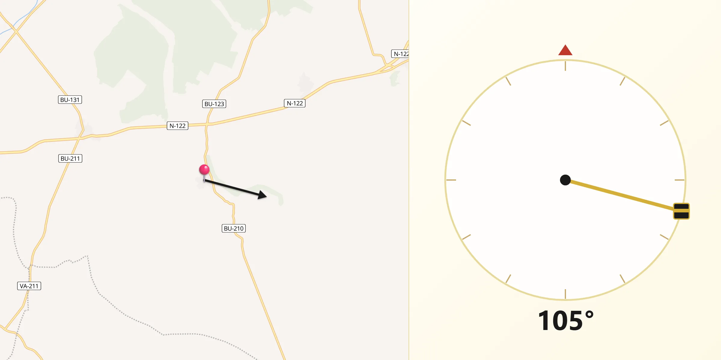 Dirección de la Qibla desde Valdezate