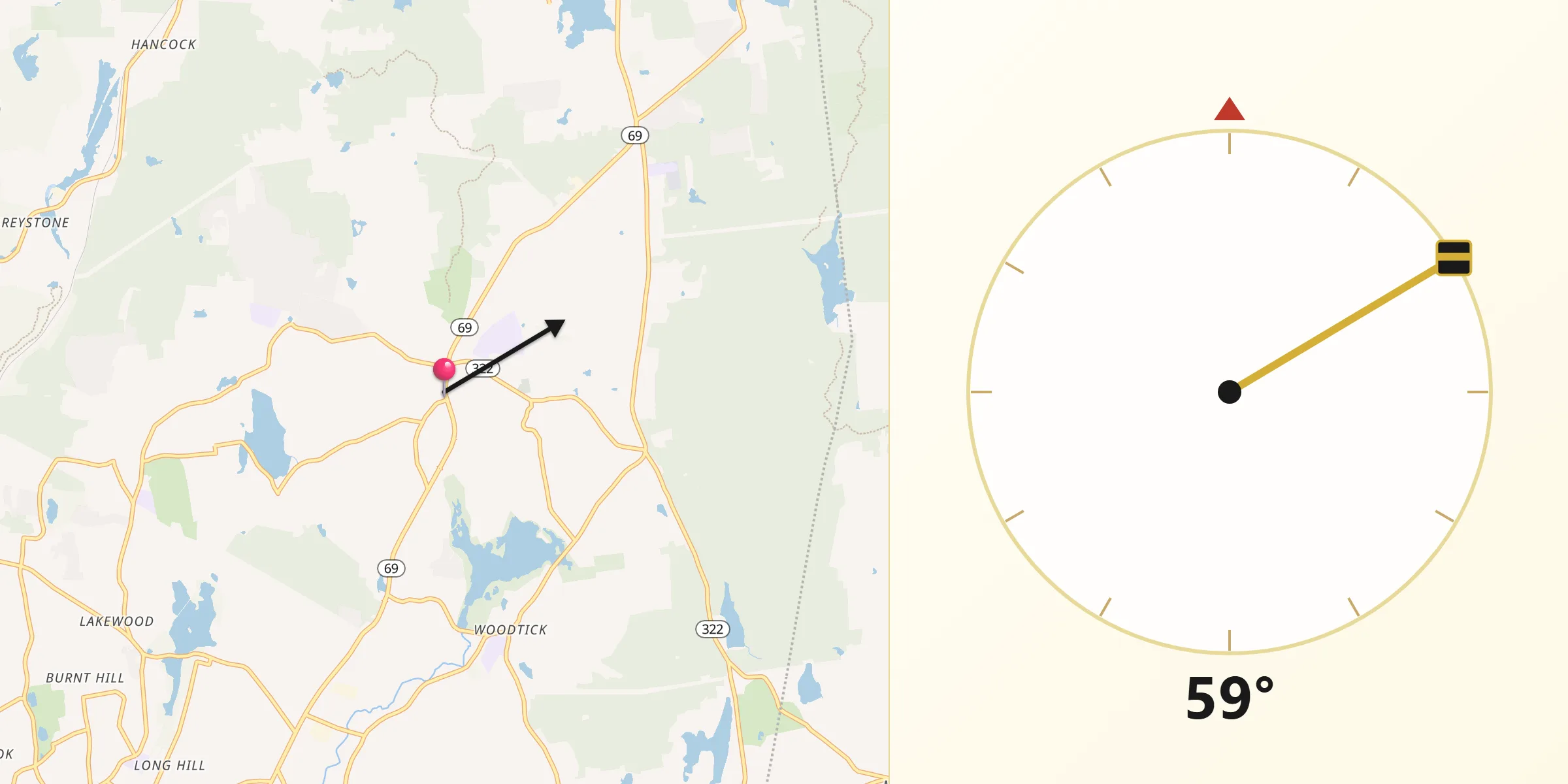 Qibla Direction from Wolcott