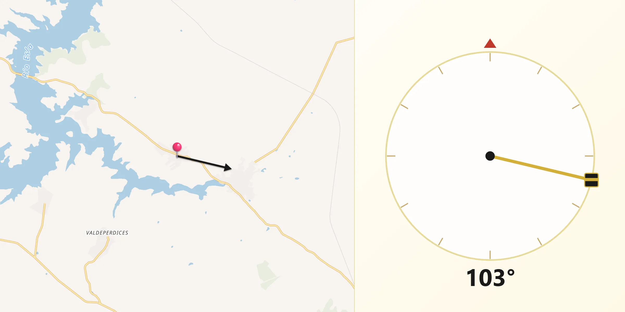 Dirección de la Qibla desde Palacios del Pan