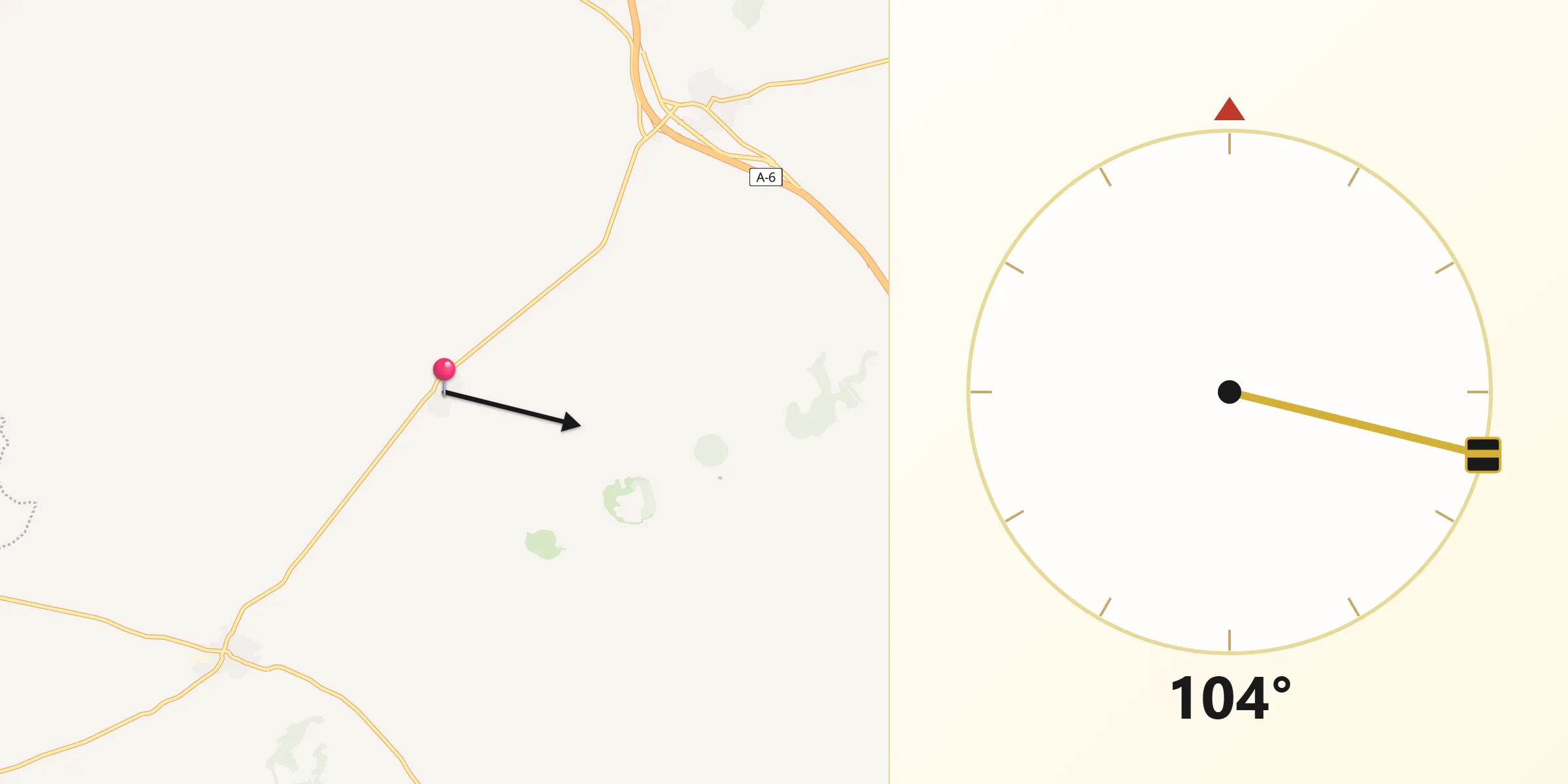 Dirección de la Qibla desde Villalbarba