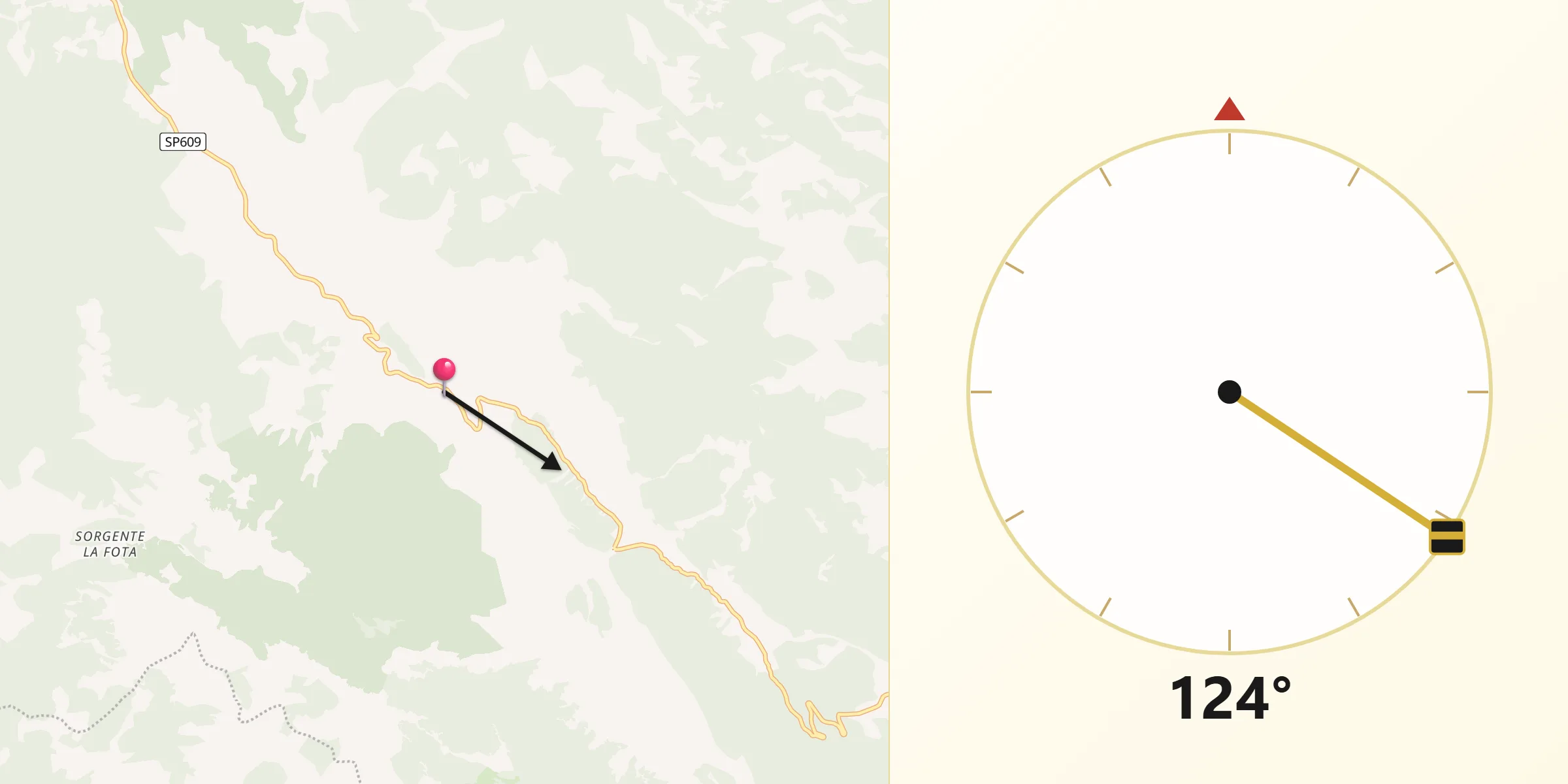 Direzione della Qibla da Carpineto Romano