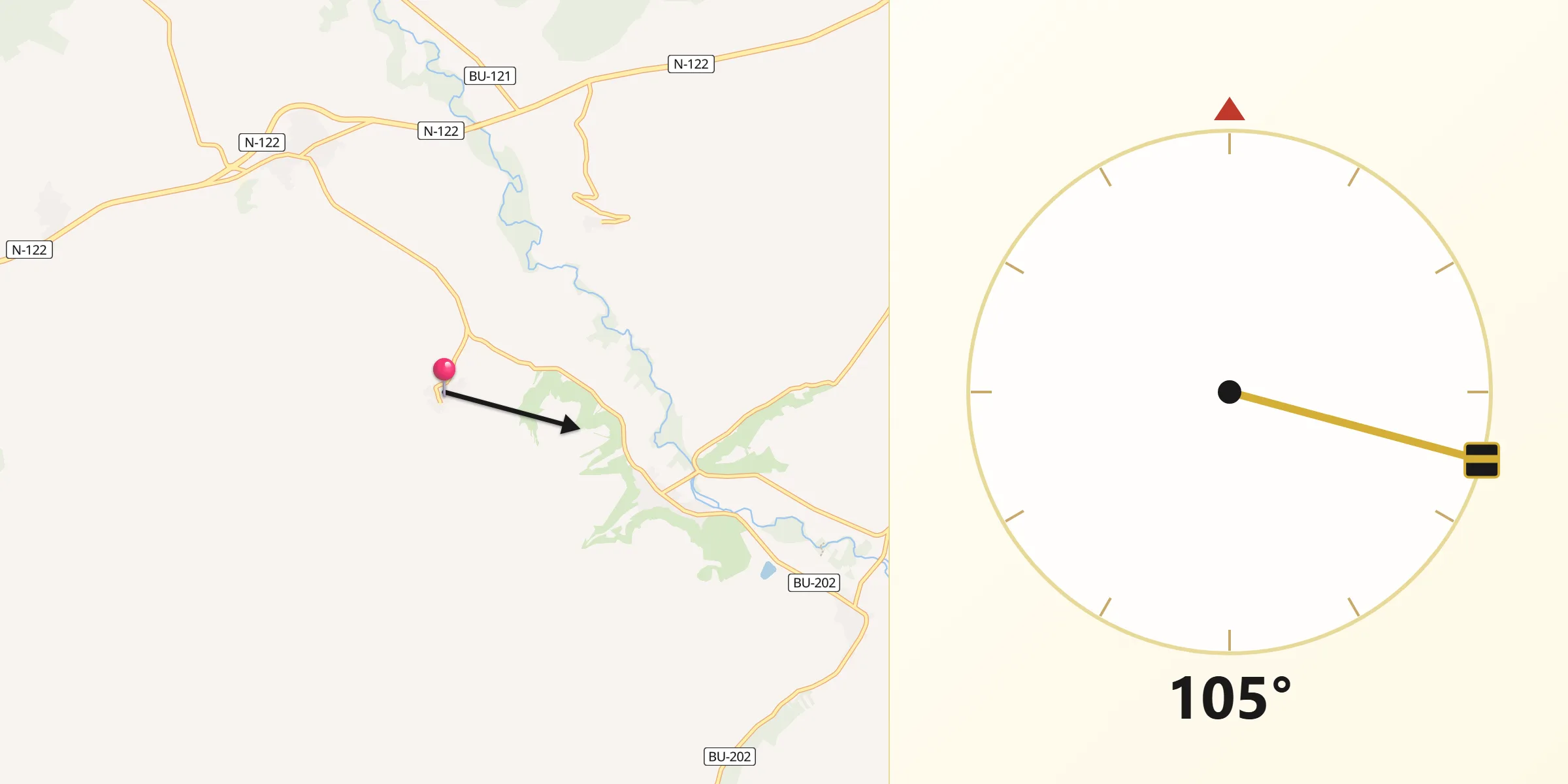 Dirección de la Qibla desde Fuentemolinos