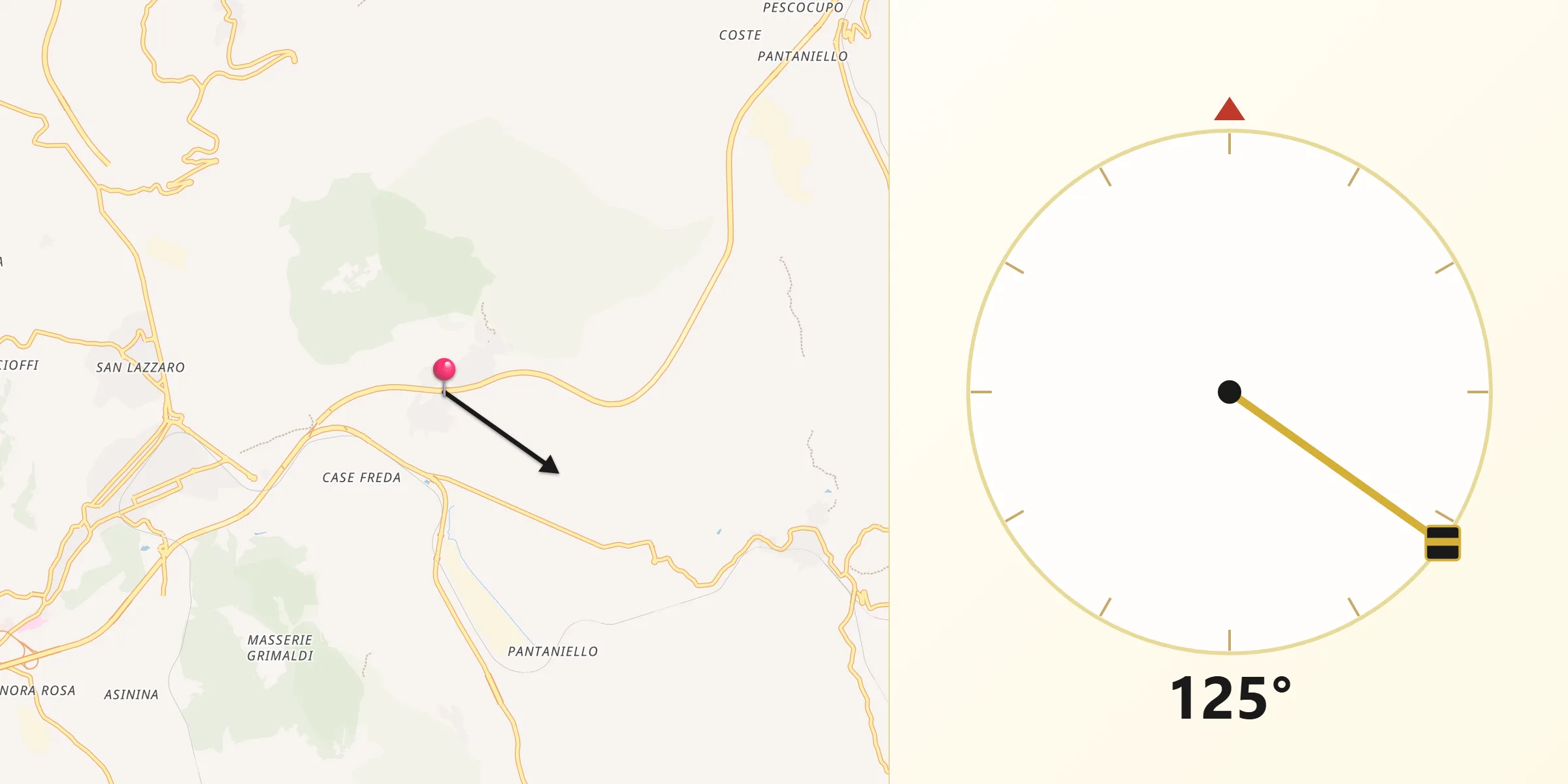 Direzione della Qibla da Pesche