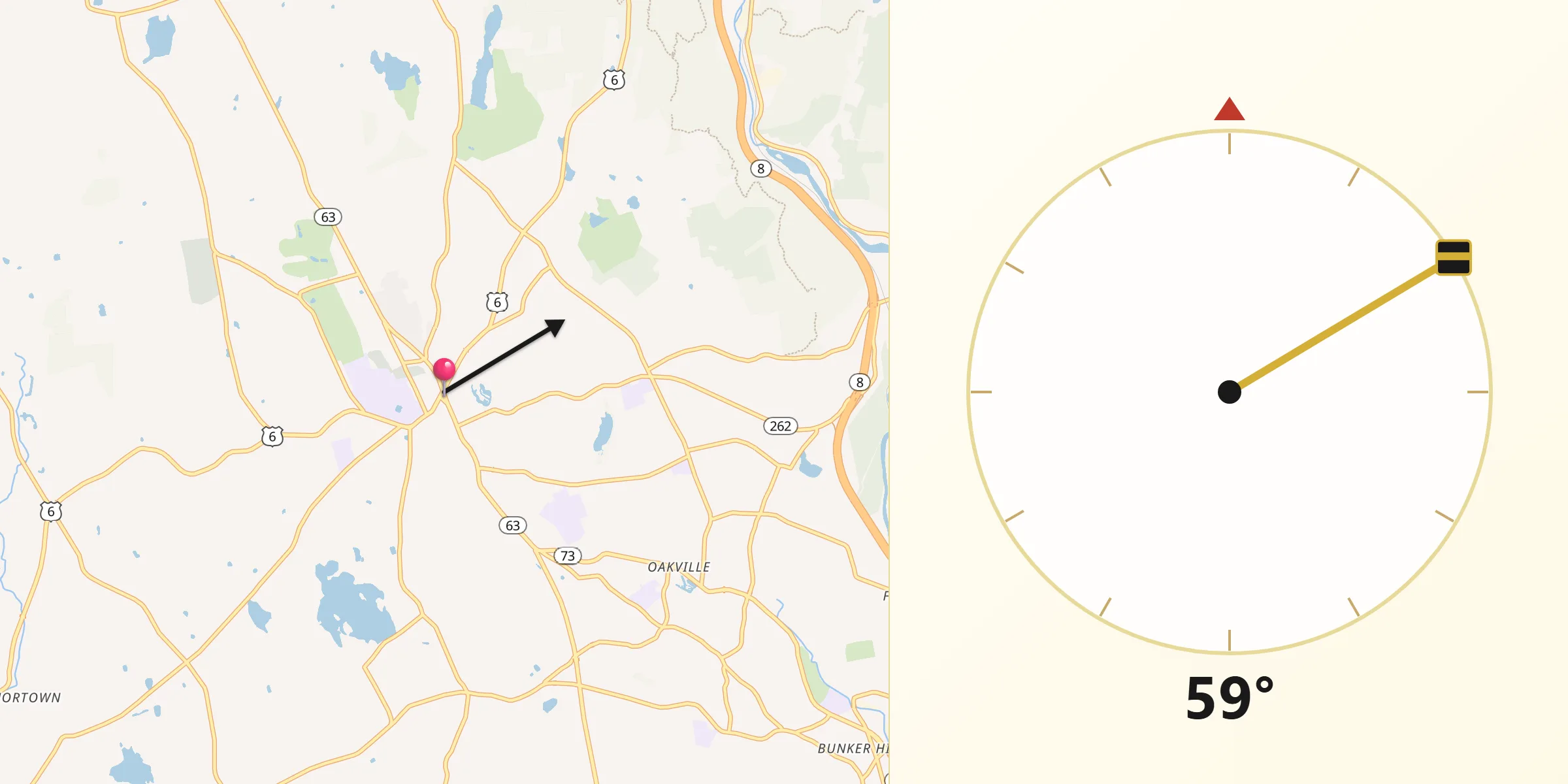 Qibla Direction from Watertown