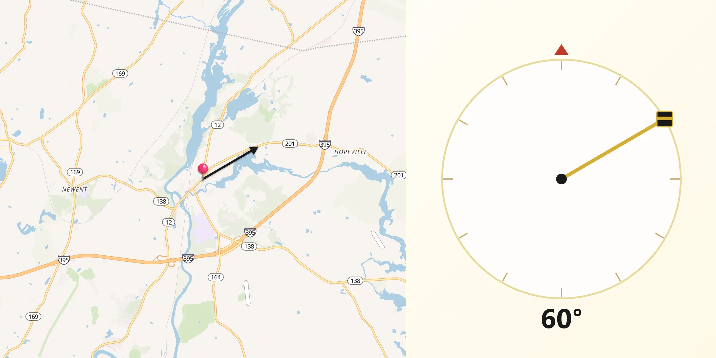 Qibla Direction from Jewett City